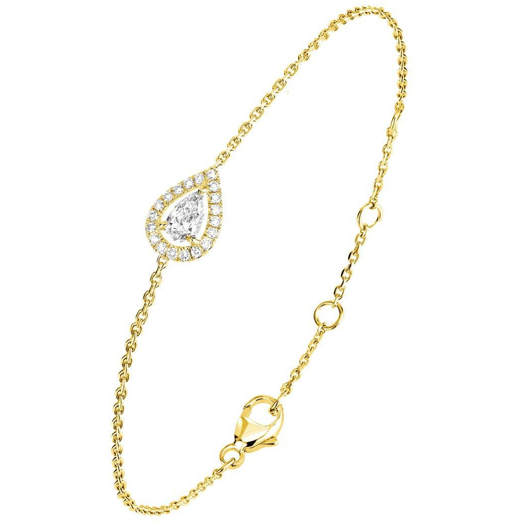 MINUTIAE Gold Plated Pear Shape Crystals Cubic Zirconia Adjustable Bracelet for Women & Girls Jewelry for Gift