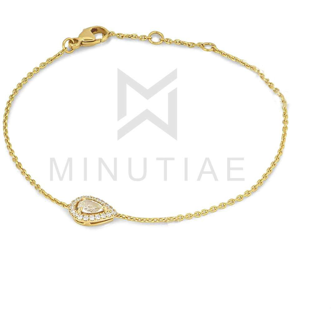 MINUTIAE Gold Plated Pear Shape Crystals Cubic Zirconia Adjustable Bracelet for Women & Girls Jewelry for Gift