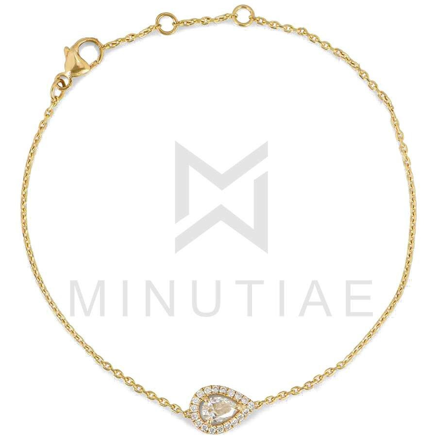 MINUTIAE Gold Plated Pear Shape Crystals Cubic Zirconia Adjustable Bracelet for Women & Girls Jewelry for Gift