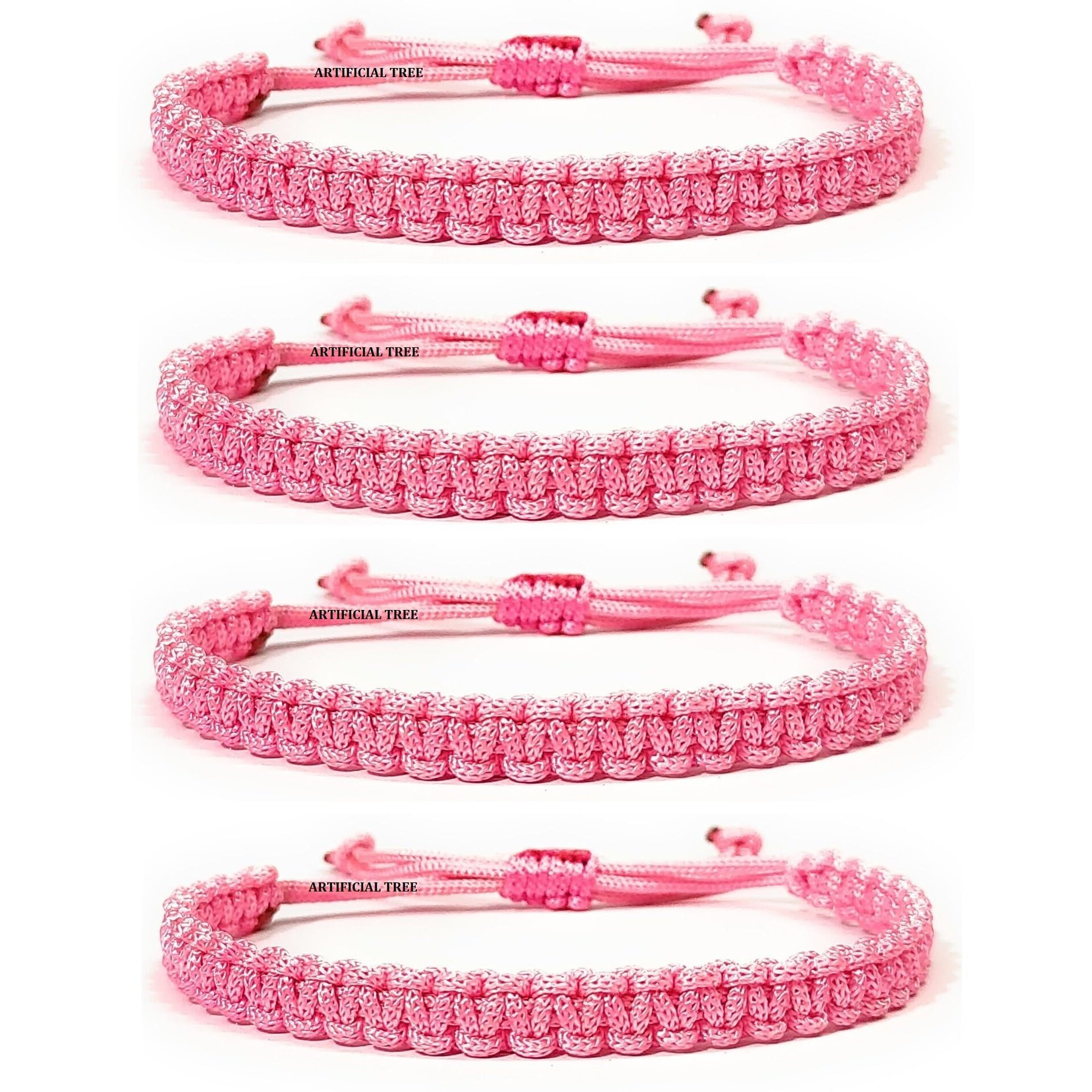 ARTIFICIAL TREE HANDMADE NAZAR THREAD BRACELET ADJUSTABLE WRISTBAND BRACELET FRIENDSHIP BAND FOR WOMEN, MEN, GIRLS & BOYS Nazar Battu 4 Piece (PINK)(AT GIRLS BRCT 014)