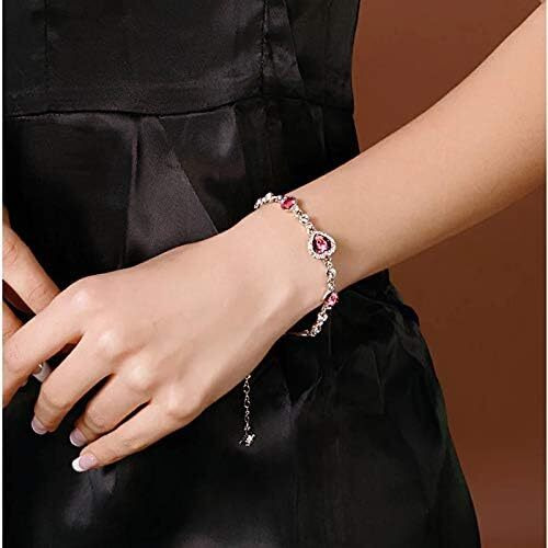 Shining Diva Fashion Romantic Gift of True Love Titanic Heart Austrian Crystal Bracelet for Women and Girls (Pink) (10865b)