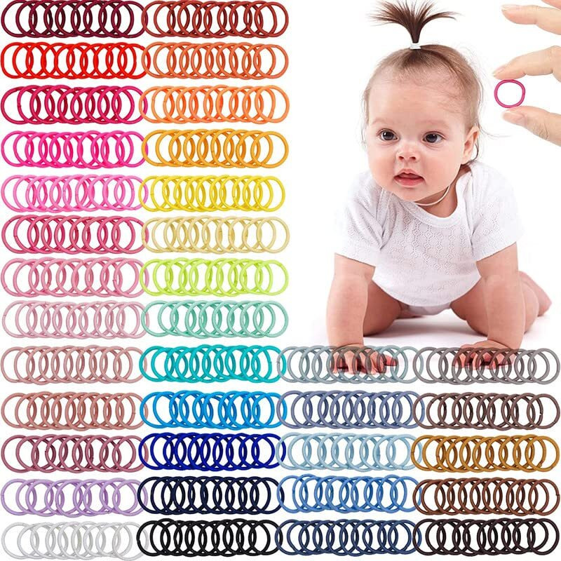 Shidara Mini Hairbands Girl Babys Elastic Hair Ties Tiny Soft Rubber Bands for Baby and Kids | Multi | 100 Pieces (1)
