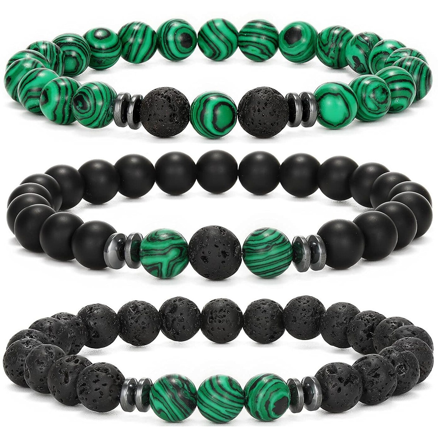 Hot And Bold Gemstone Bead Bracelet Set With Certificate, Natural Stones, Stylish Jewelry For Unisex Adult (Empowered Elegance Combo Bracelet)