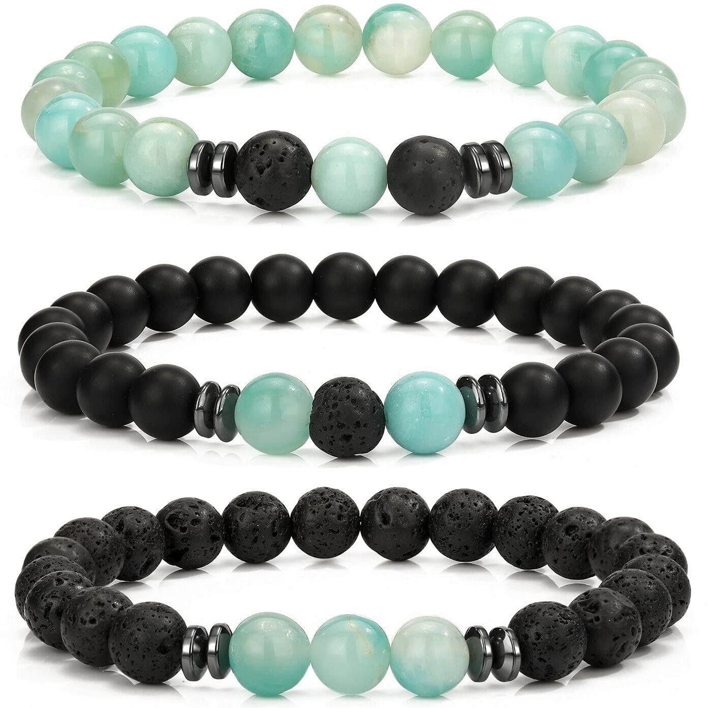 Hot And Bold Gemstone Bead Bracelet Set With Certificate, Natural Stones, Stylish Jewelry For Unisex Adult (Peaceful Protection Combo Bracelet)