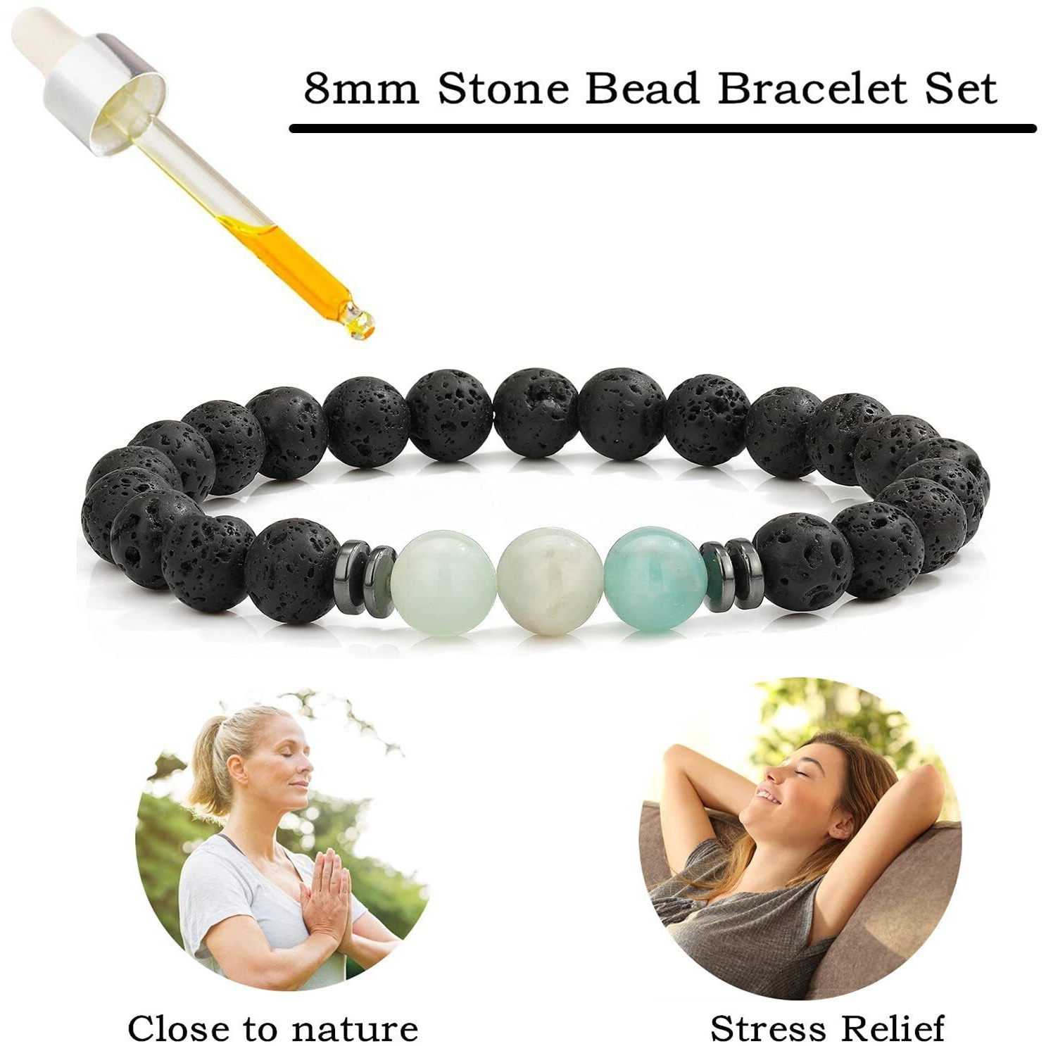 Hot And Bold Gemstone Bead Bracelet Set With Certificate, Natural Stones, Stylish Jewelry For Unisex Adult (Peaceful Protection Combo Bracelet)