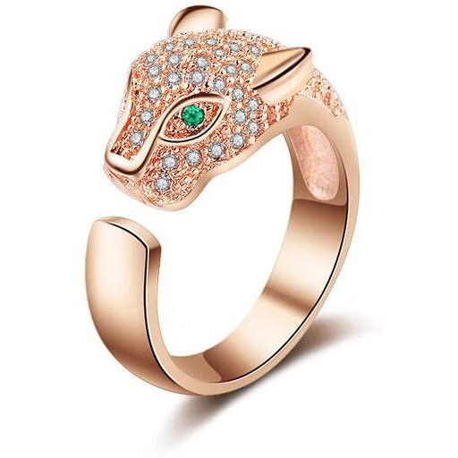 Fashion Frill AD Studded Ring For Women Rose Gold Leopard Designs Stunning Adjustable Ring For Women Girls Valentine Gift For Wife Girlfriend Fashion Jewellery Ring