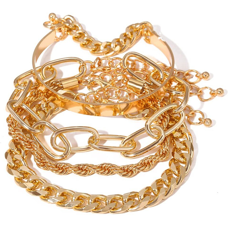 Jewels Galaxy Stunning Gold Plated Multi Strand Bracelet Jewellery For Women (CT-BNS-49109)