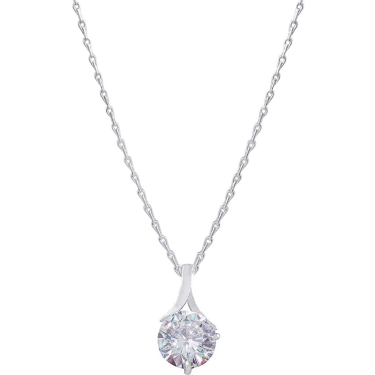 JFL - Jewellery for Less One Gram Silver Plated Solitaire cz american cubic Zircon pendant locket Designer Latest Stylish Delicate Pendant with Chain for Women & Girls,Valentine