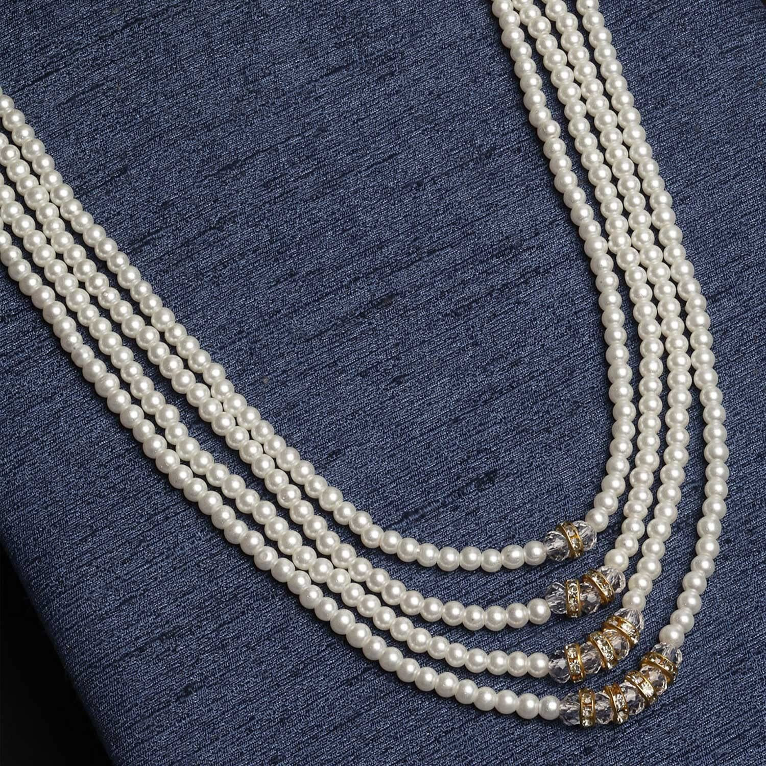 ZENEME Chain 26 Inch Fine Gold Plated Finish Handmade Work Multi-Pearl Jewellery For Women Girls Men (Design-9)