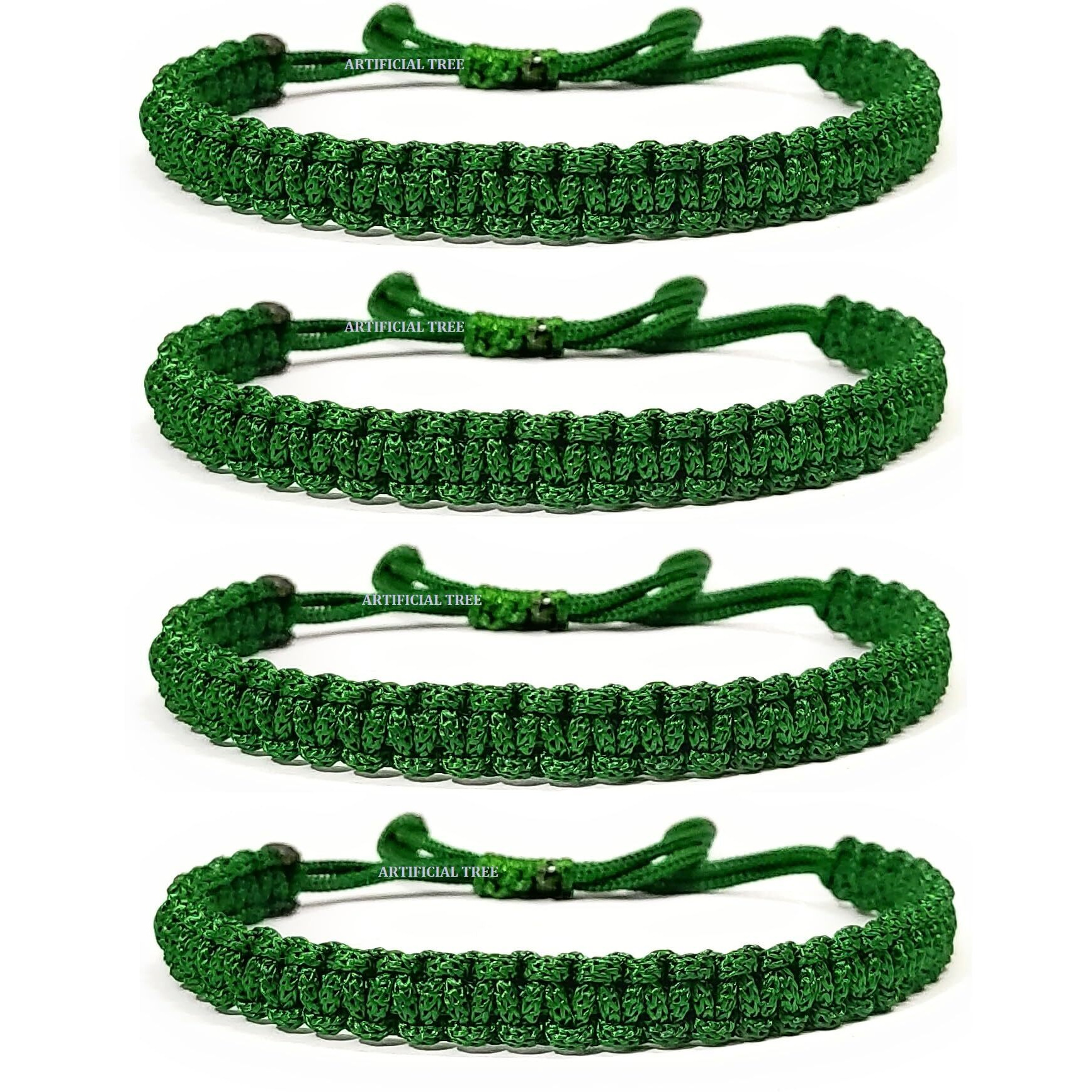 ARTIFICIAL TREE HANDMADE NAZAR THREAD BRACELET ADJUSTABLE WRISTBAND BRACELET FRIENDSHIP BAND FOR WOMEN, MEN, GIRLS & BOYS Nazar Battu 4 Piece (GREEN)(AT GIRLS BRCT 015)