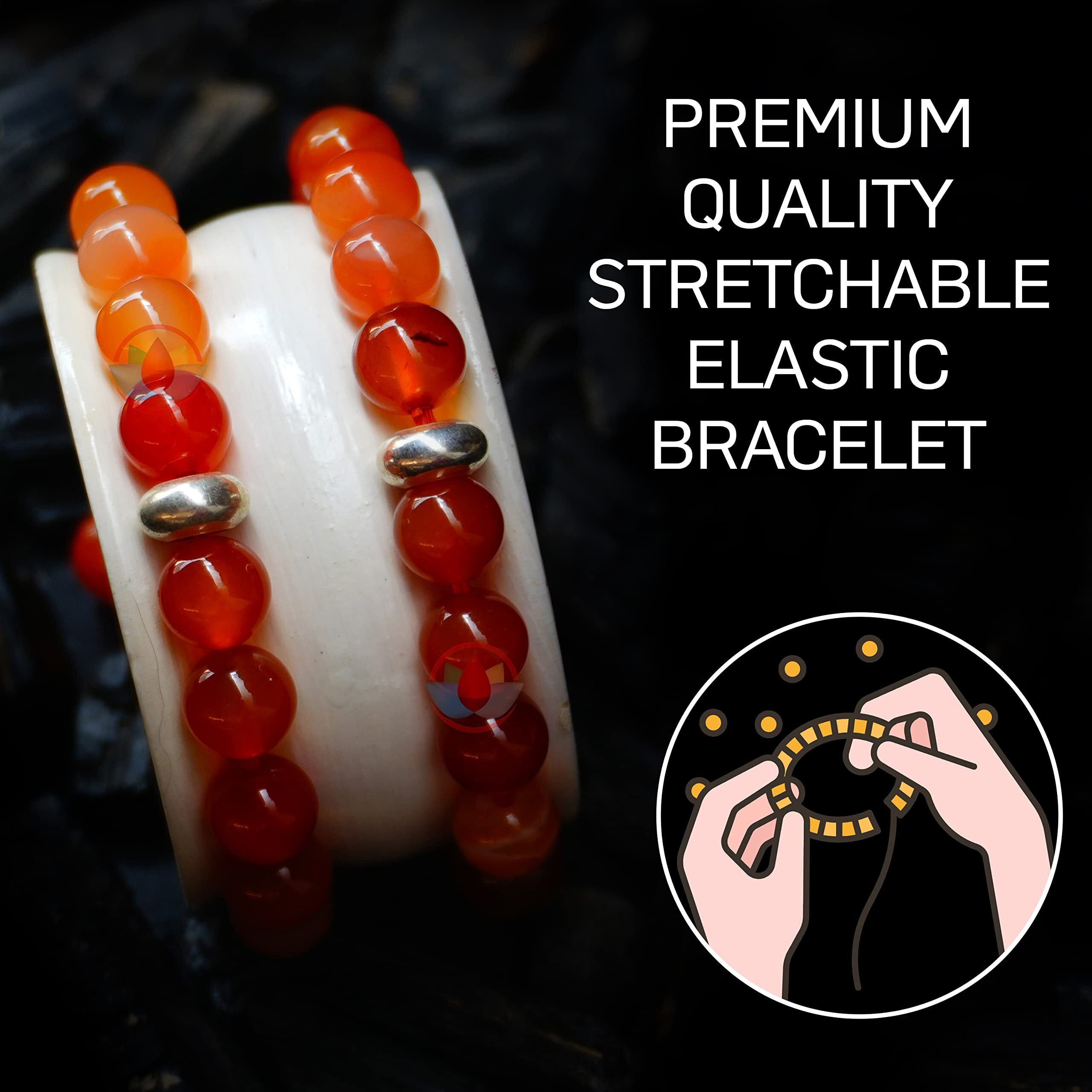 REMEDYWALA Charged Energized Certified Carnelian Bracelet For Reiki, Balance Chakra, Positive Energy, Healing | Carnelian Stone Bracelet 8 mm | 8mm Bracelet for Men and Women