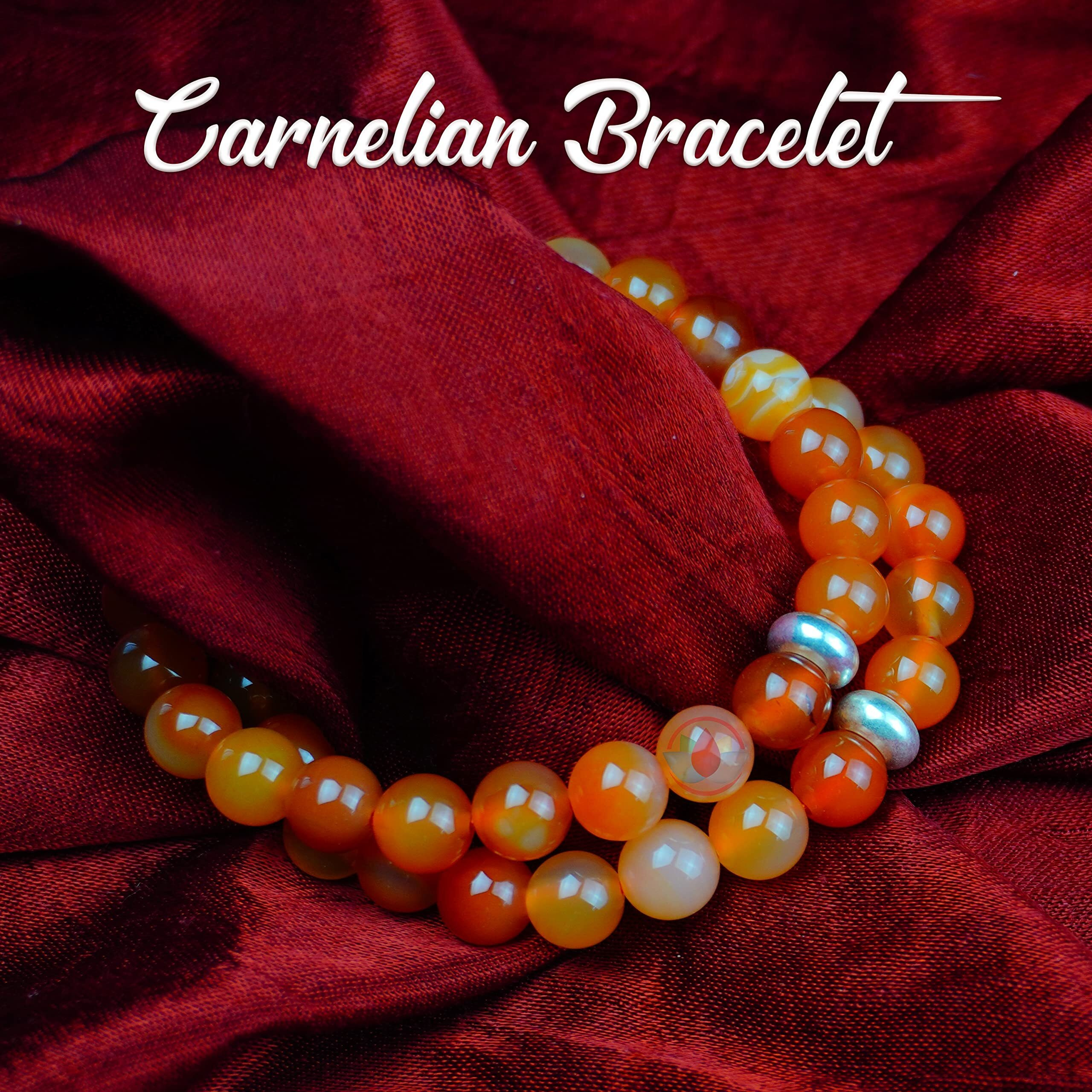 REMEDYWALA Charged Energized Certified Carnelian Bracelet For Reiki, Balance Chakra, Positive Energy, Healing | Carnelian Stone Bracelet 8 mm | 8mm Bracelet for Men and Women