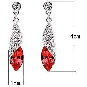 YouBella Jewellery Crystal Drop Earrings for Girls and Women (Silver Red)