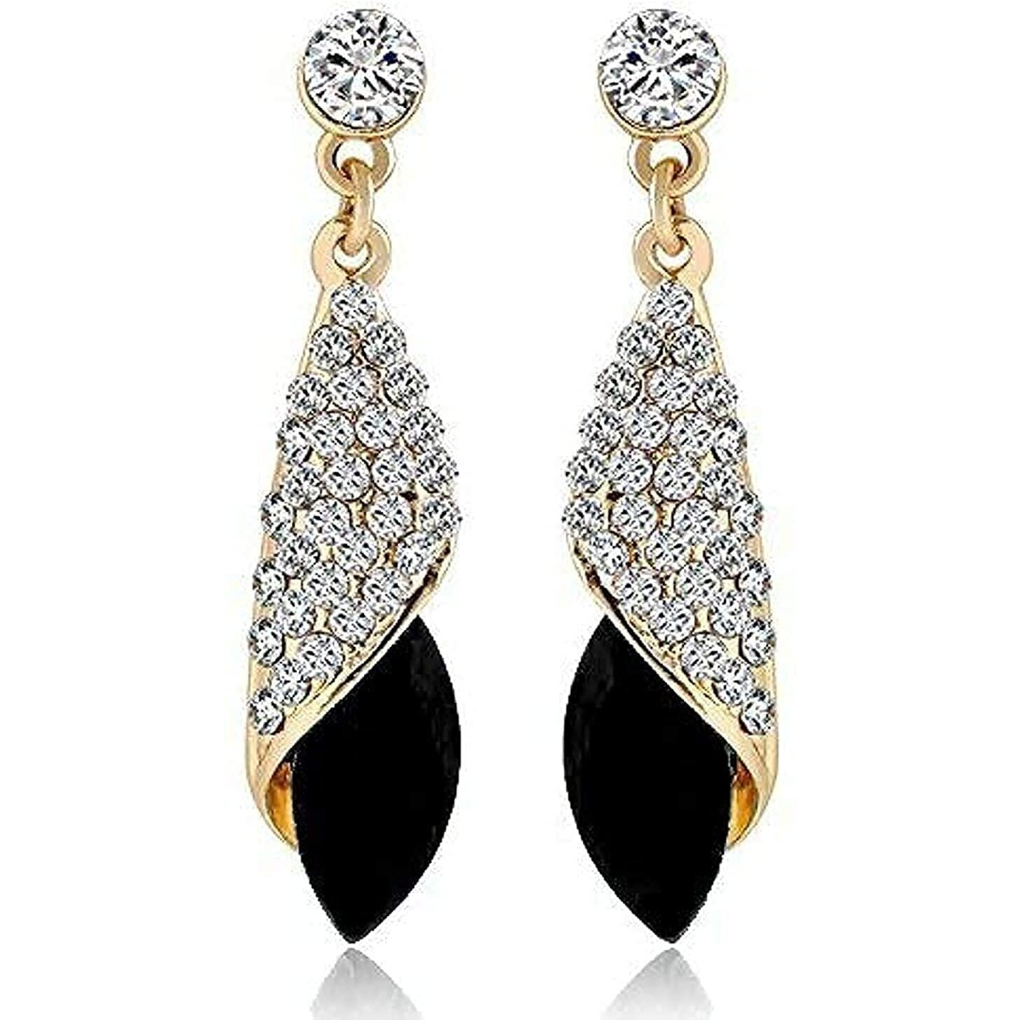 YouBella Jewellery Crystal Drop Earrings for Girls and Women (Golden Black)