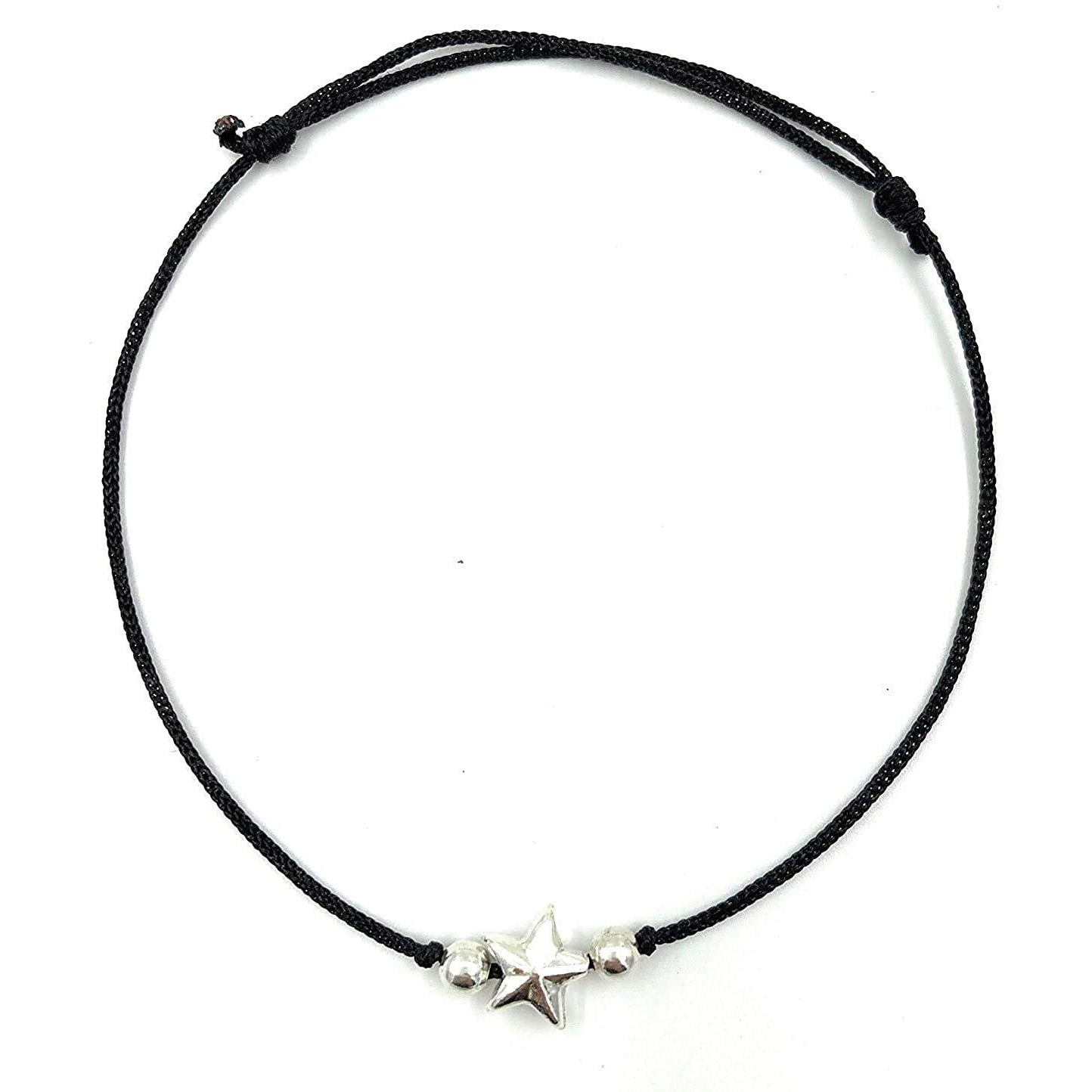 KUKSHYA JEWELLERS Exclusive 925 Sterling Silver Star Charm Black Thread Anklet (Payal) For Women & Girls Adjustable 1 Piece(TP 023)