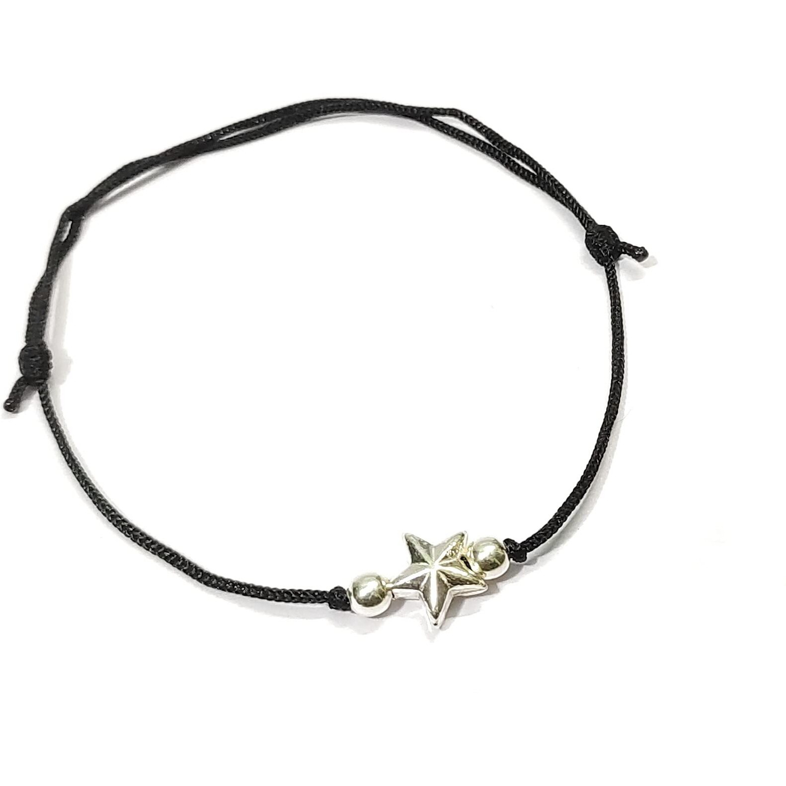 KUKSHYA JEWELLERS Exclusive 925 Sterling Silver Star Charm Black Thread Anklet (Payal) For Women & Girls Adjustable 1 Piece(TP 023)