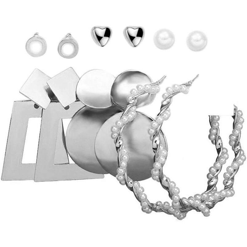 Shining Diva Fashion 6 Pairs Combo Set Latest Stylish Stud Earrings for Women and Girls (rr15833er)