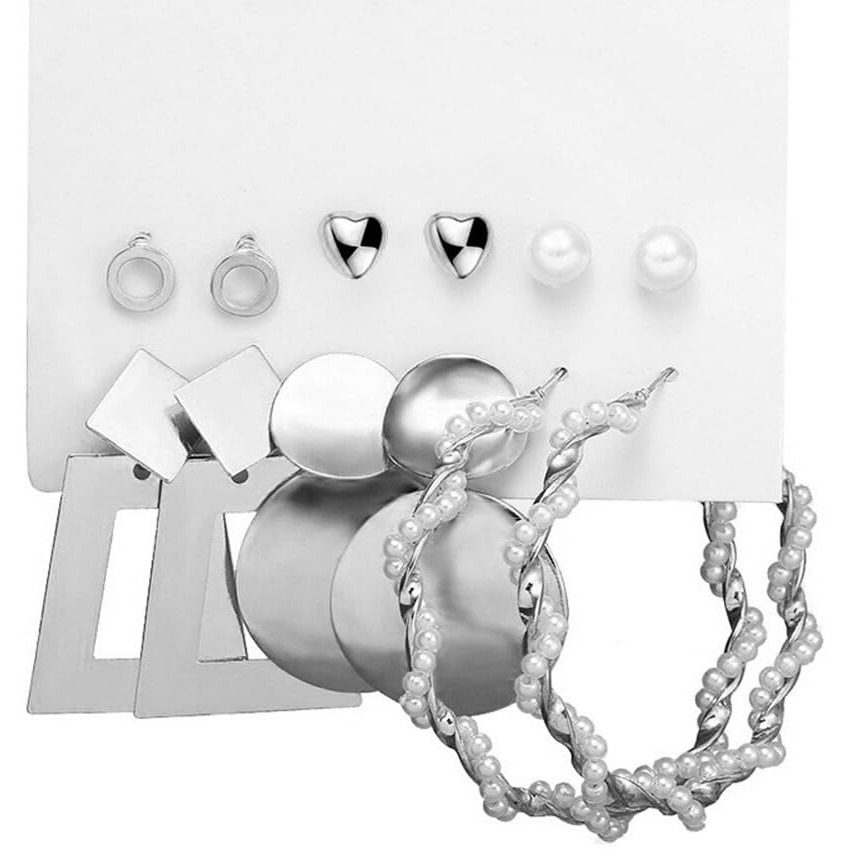 Shining Diva Fashion 6 Pairs Combo Set Latest Stylish Stud Earrings for Women and Girls (rr15833er)