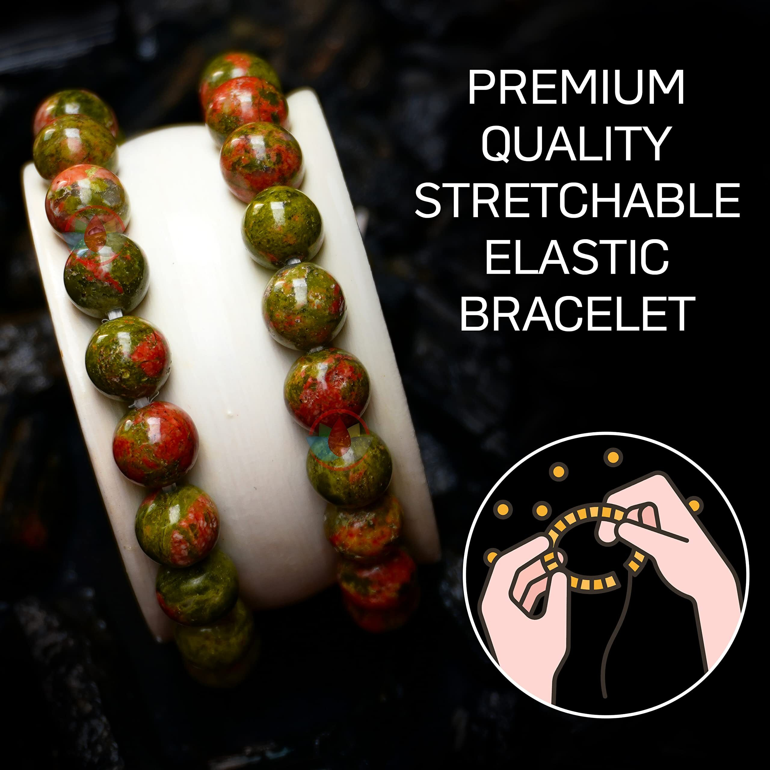 REMEDYWALA Charged Energized Certified Unakite Bracelet For Reiki, Balance Chakra, Positive Energy, Healing | Unakite Stone Bracelet 8 mm for Men and Women