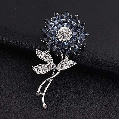 YouBella Jewellery Latest Stylish Crystal Flower Unisex Brooch for Women/Girls/Men (Blue)
