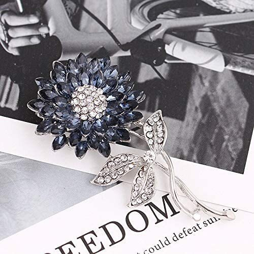 YouBella Jewellery Latest Stylish Crystal Flower Unisex Brooch for Women/Girls/Men (Blue)