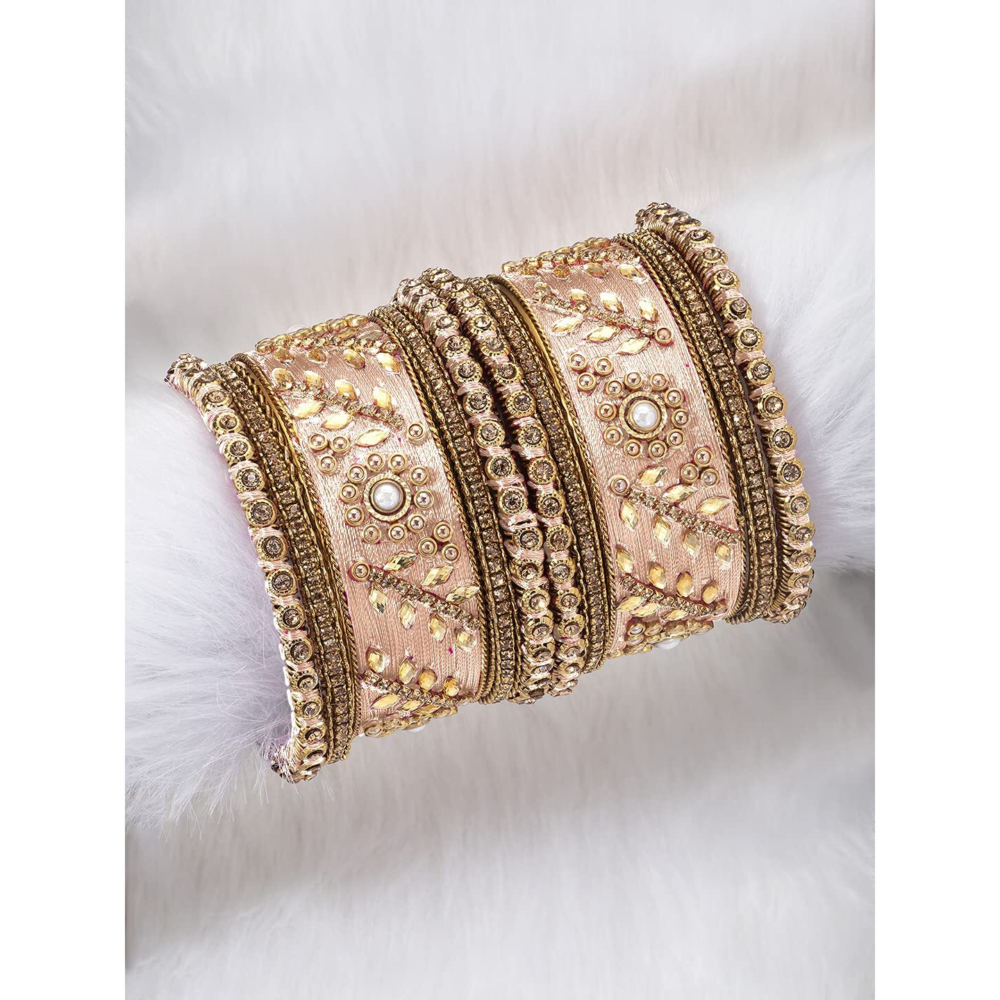 Peora Silk Thread Matching Floral Bangle Set Bridal Chuda Chura Jewellery for Women Girls - 2.8 inch