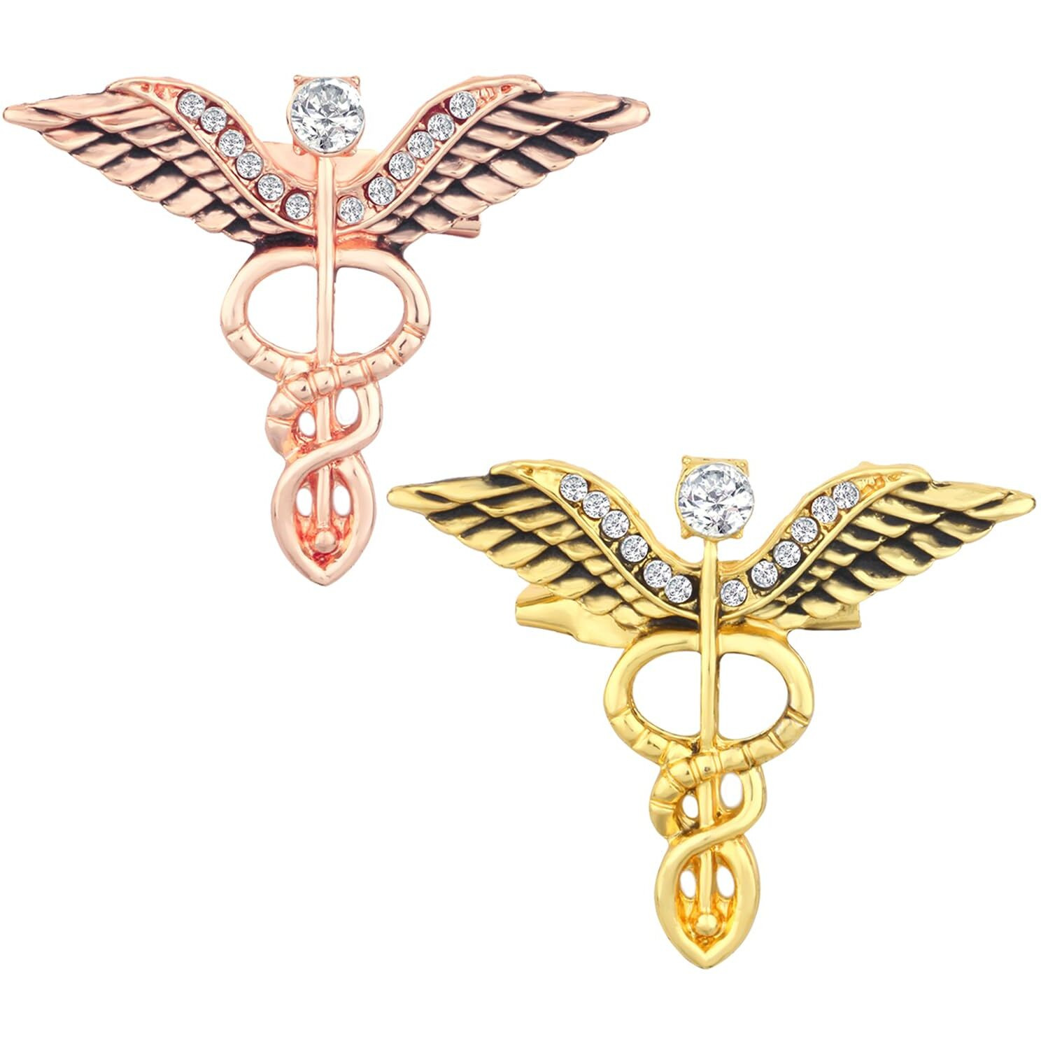 Mahi Combo of 2 Caduceus Doctors Brooch Lapel/Brooch Pin for Men (CO1105601M)