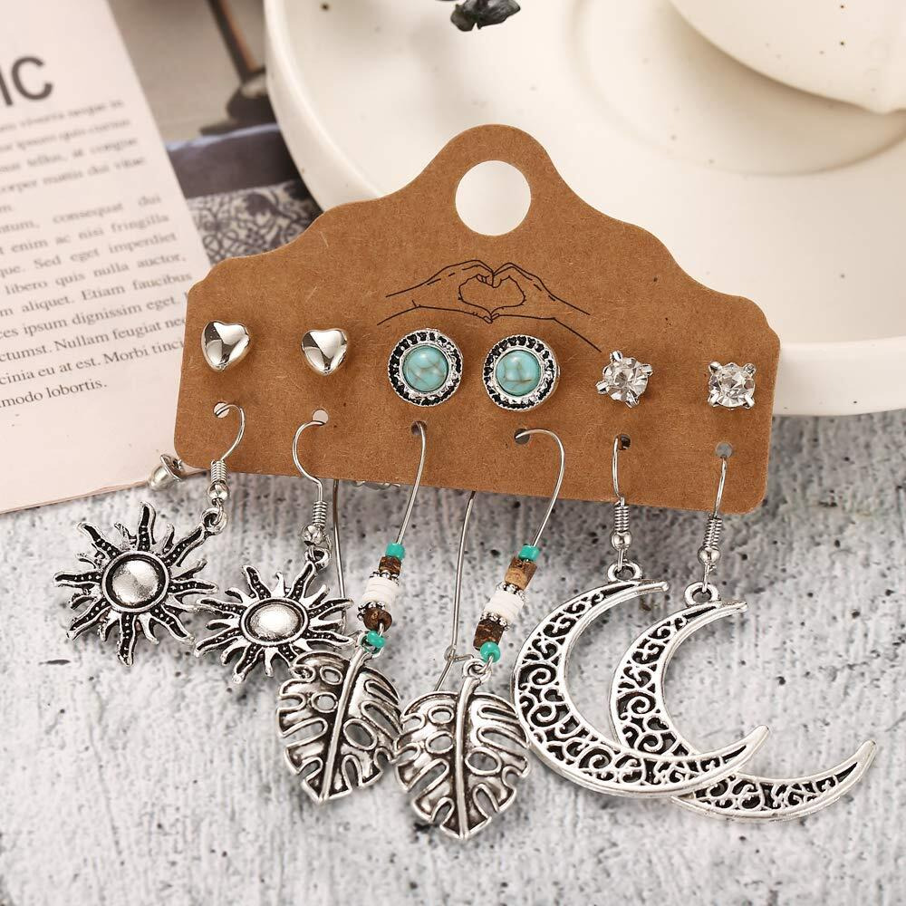 Jewels Galaxy brass Elegant Steampunk Round Small to Big 12 Pair of Hoop Earrings For Women