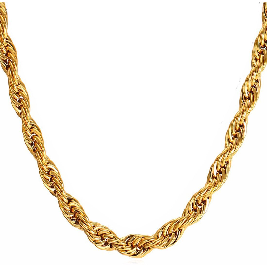 Nakabh Golden Stainless Steel Rope Chain Necklace for Men Boys