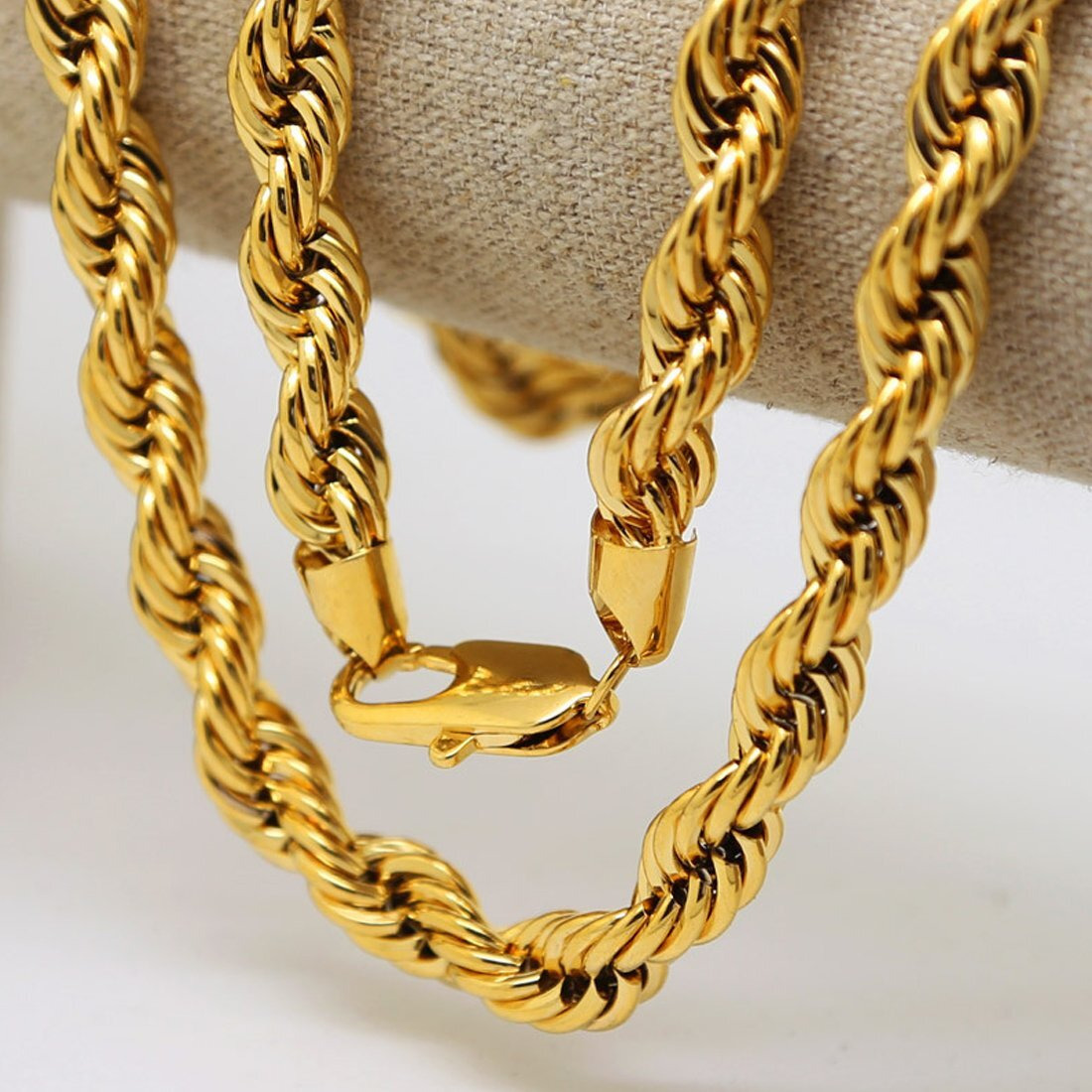 Nakabh Golden Stainless Steel Rope Chain Necklace for Men Boys