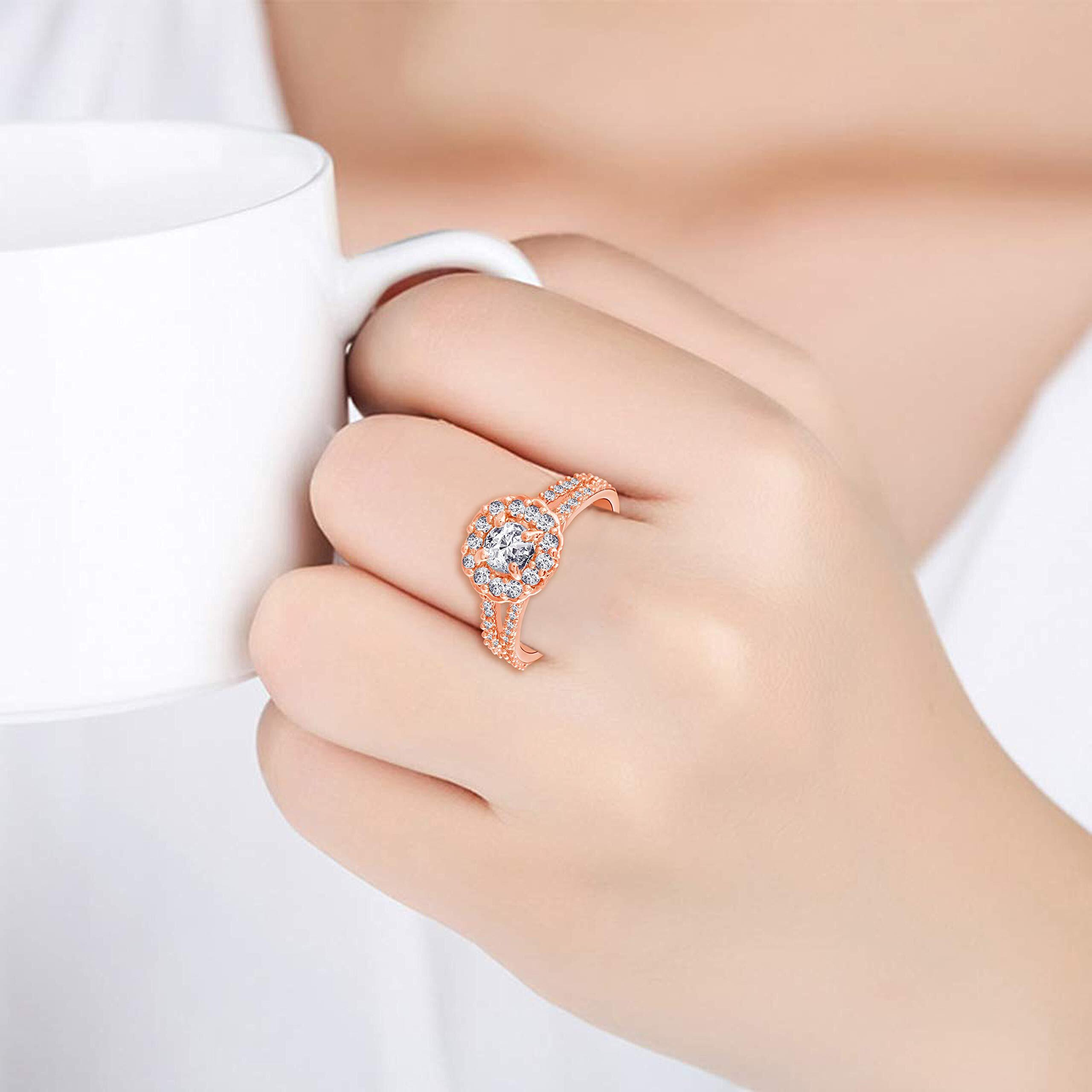 I Jewels Rose Gold Plated Elegant CZ American Diamond Sparkling Adjustable Finger Ring For Women