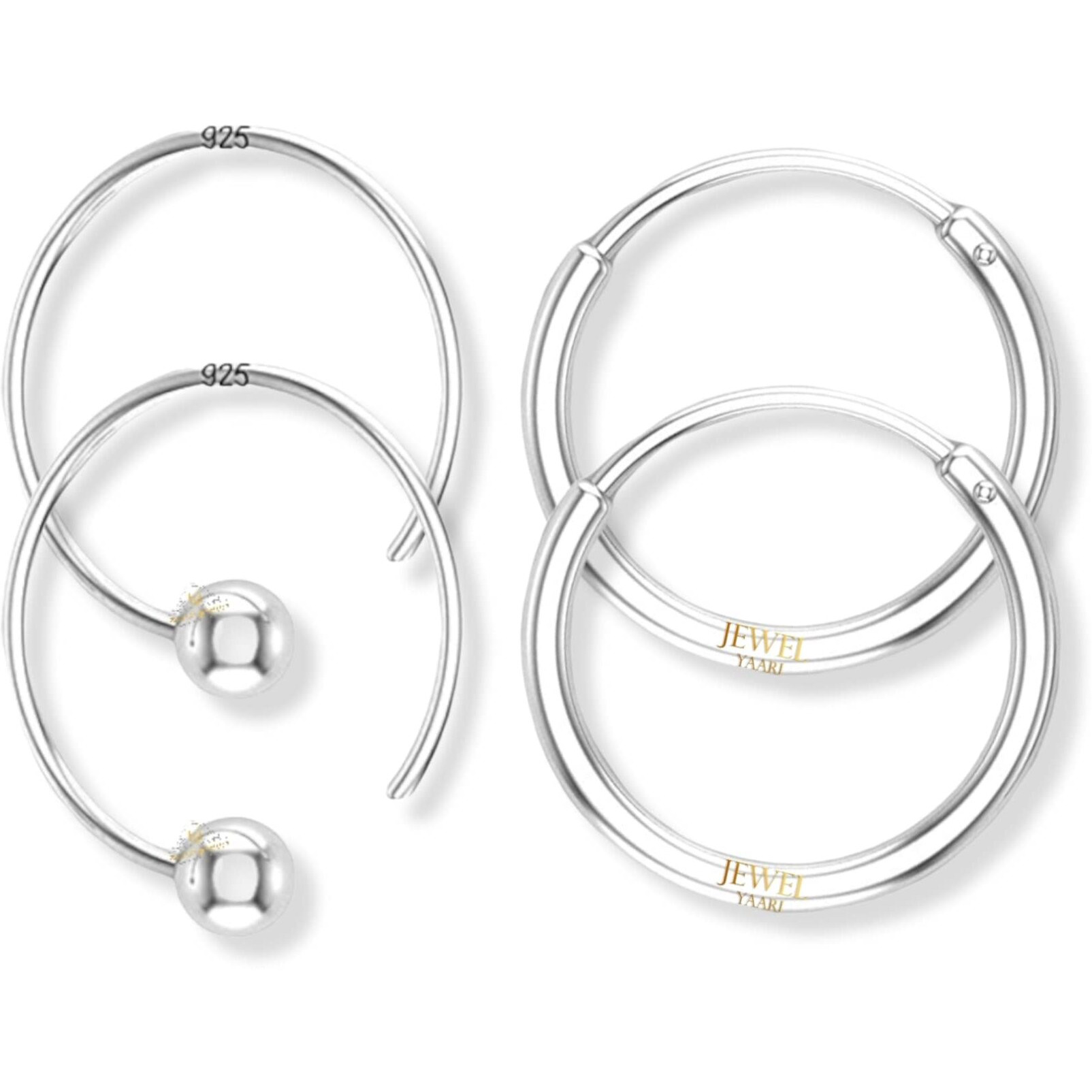 SJ SHUBHAM JEWELLERS 92.5 Silver Tiny Hoop and Pipe Nose Ring Pair Combo Simple & Beautiful Nose Pin For Women & Girls Parent (Pipe 10 MM Hoop 10 MM Pair)
