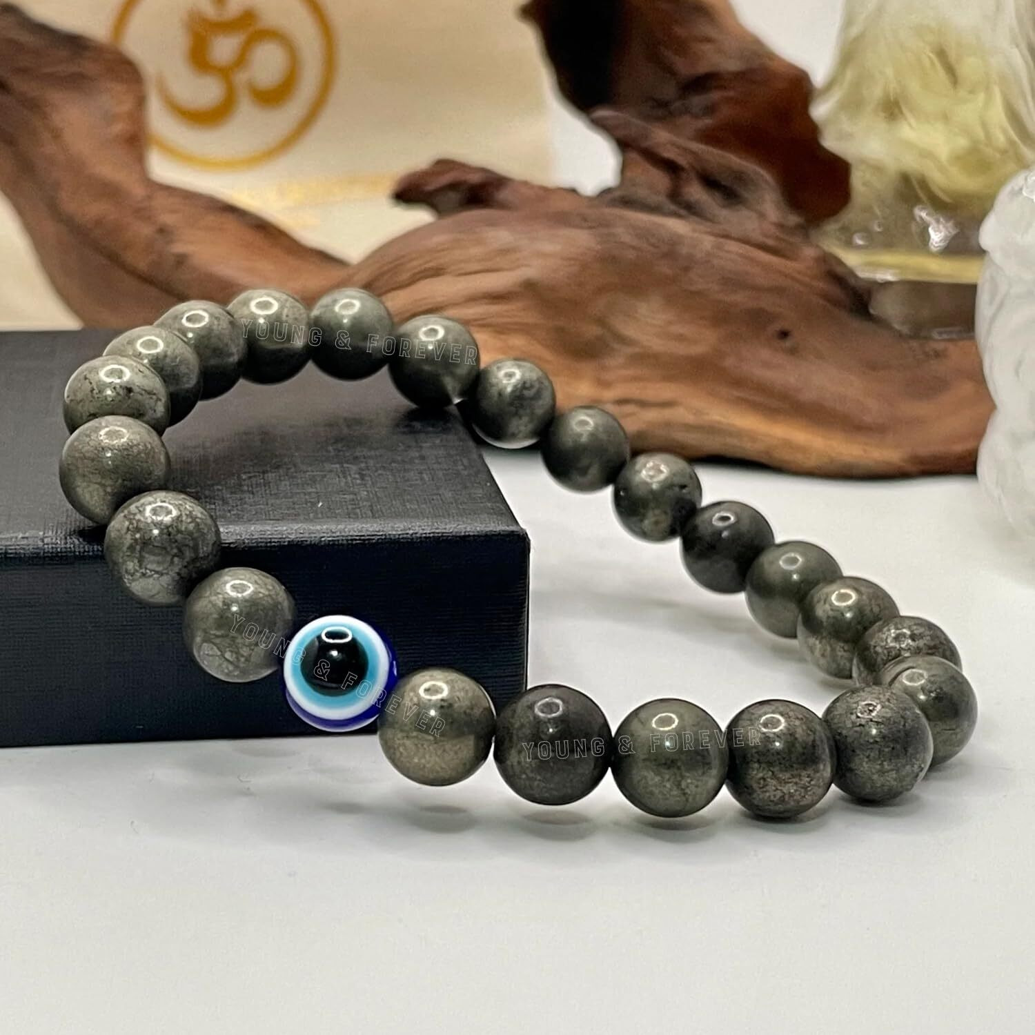 Young & Forever Evil Eye Original Black Tourmaline Nazariya Pyrite Bead Tiger Eye Beads Women Bracelet for Men Nazar Hand Bracelets Accessories Woman Girls