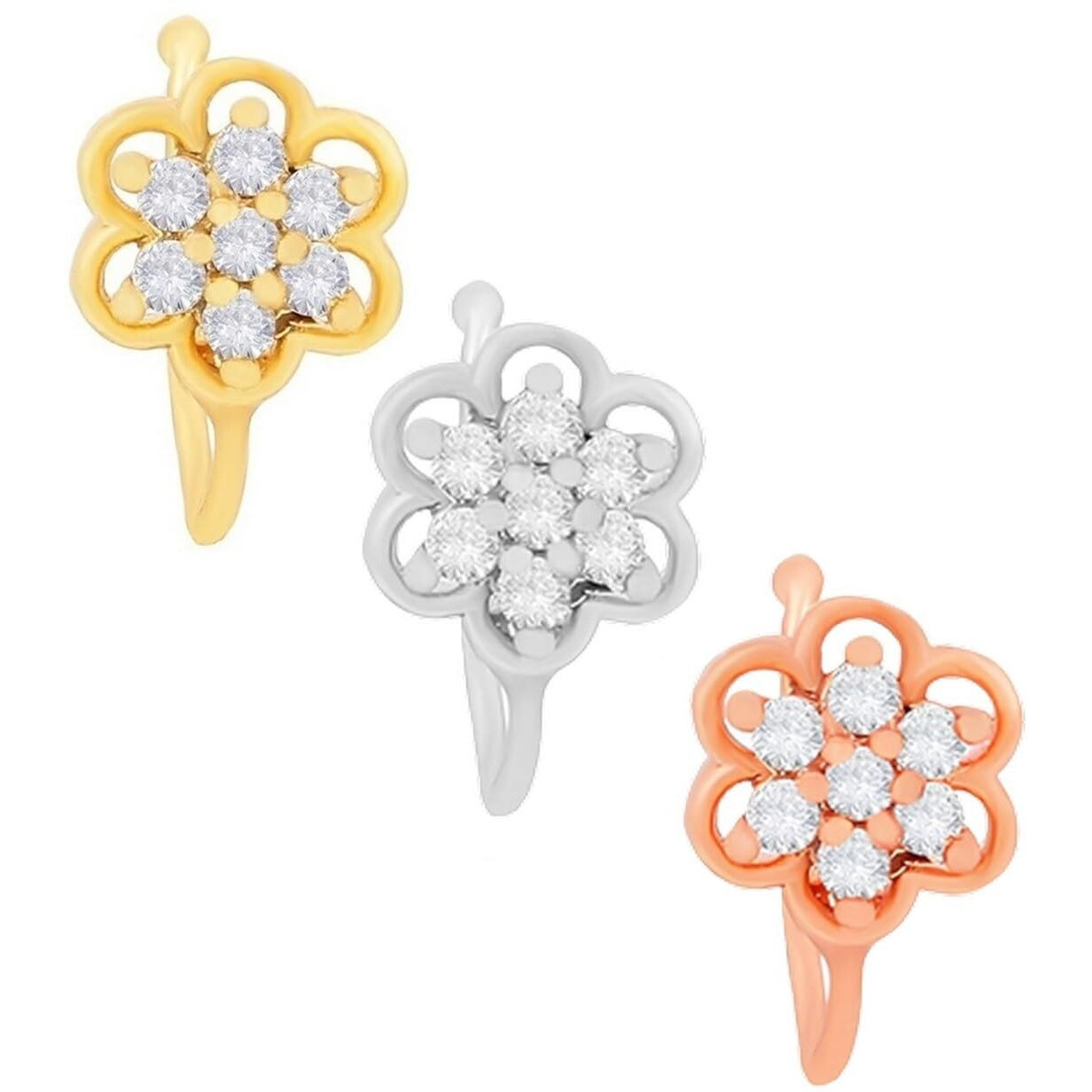 VAMA FASHIONS Clip on Nose rings without Piercing Pressing Press Type Combo Nose Pin Stud for Women & Girls (Press type Nose ring)