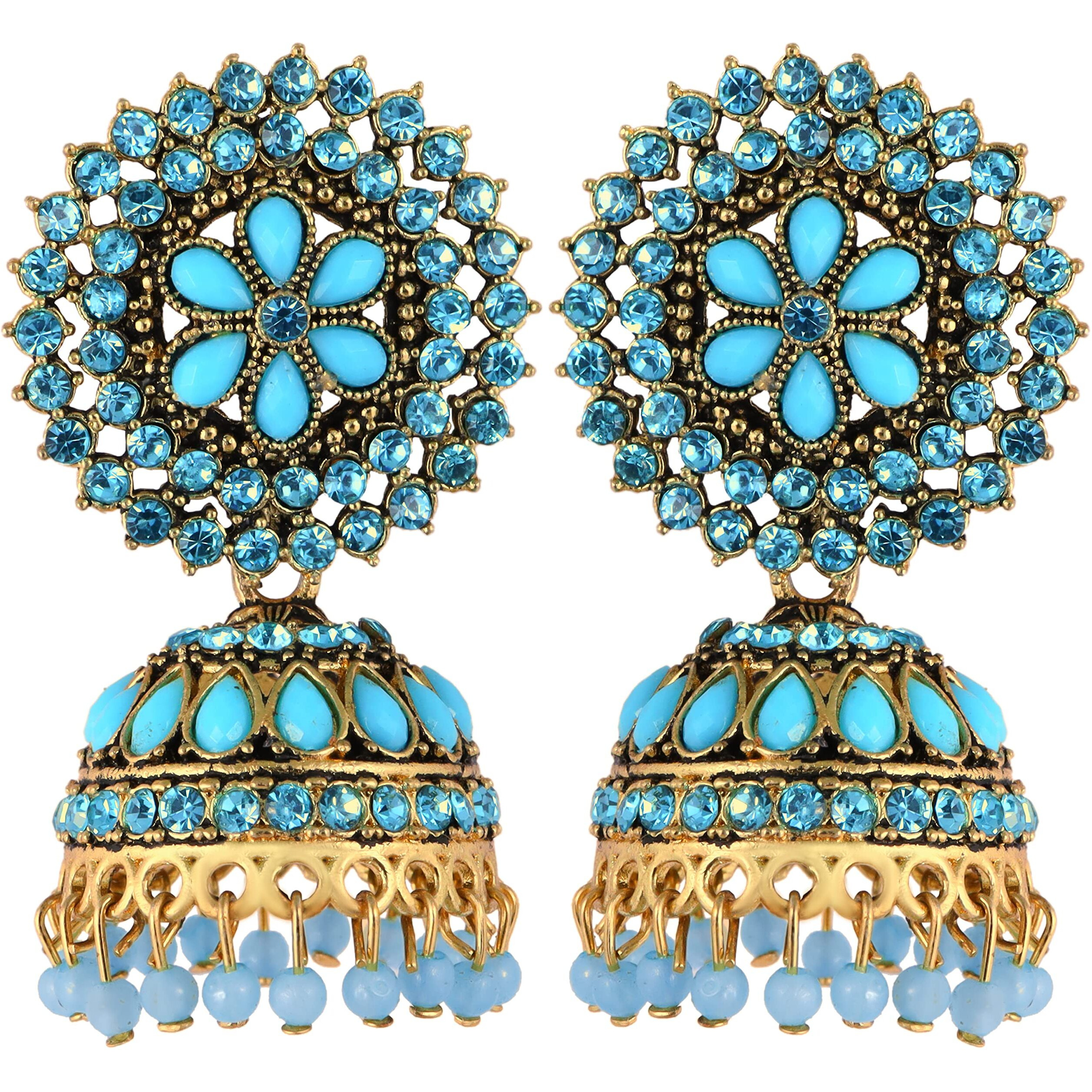 Fashion Frill Stunning Cz & Pearl Gold Plated Jhumka Earrings For Girls Women Stylish Latest Fancy Earrings