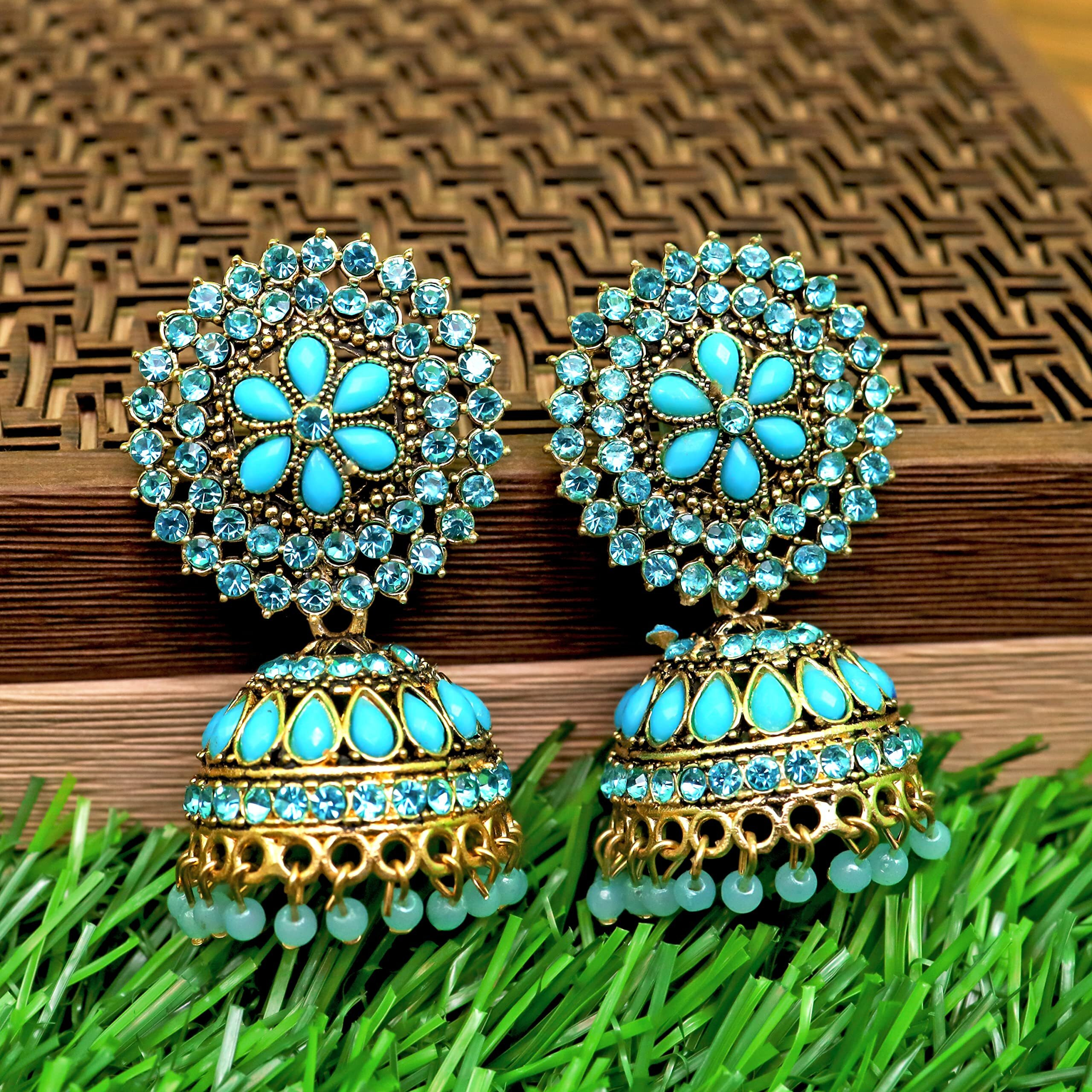Fashion Frill Stunning Cz & Pearl Gold Plated Jhumka Earrings For Girls Women Stylish Latest Fancy Earrings