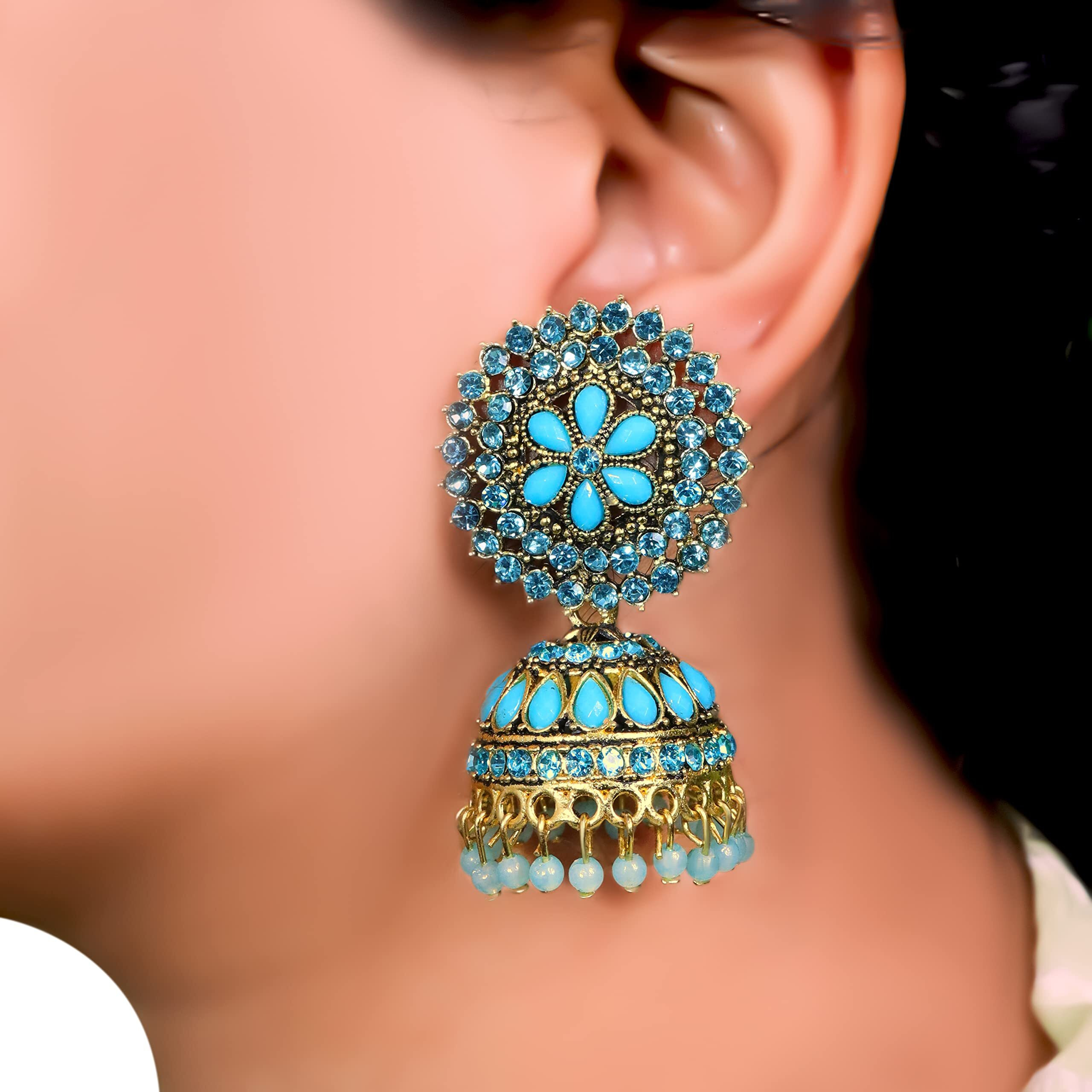 Fashion Frill Stunning Cz & Pearl Gold Plated Jhumka Earrings For Girls Women Stylish Latest Fancy Earrings