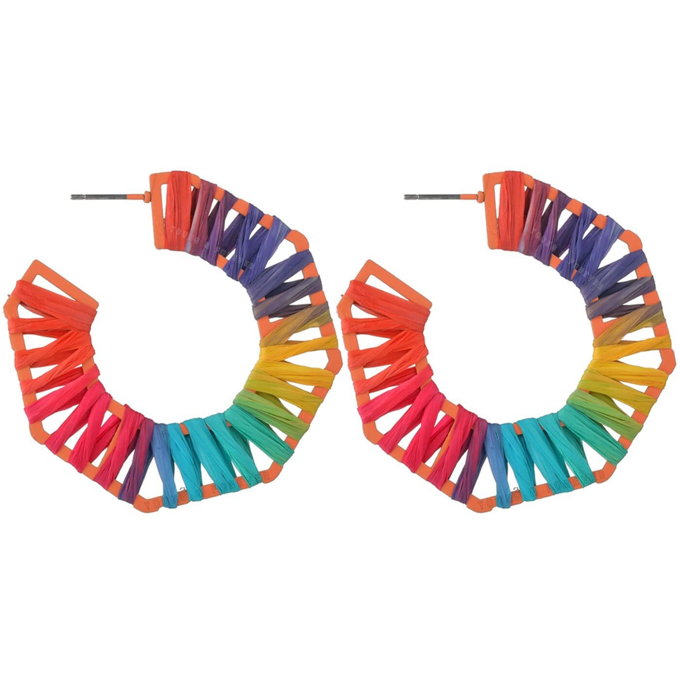 Young & Forever Gift fashion statement jewelry colorful Threaded Geometric Octagon Drop Earrings handmade boho vintage bohemian earrings big round earrings for women