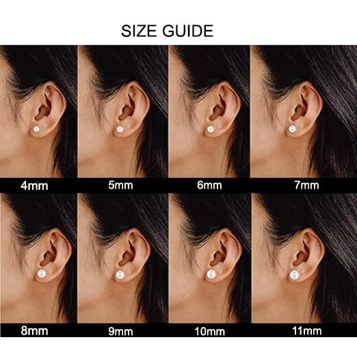 SIVYAA Fresh Water Pearl Earrings Set | Pure 925 Sterling Silver | High Lustre White Button Shape Real Pearl Studs| Gift Item for Women & Girls | 6 Month Warranty, Size 9 mm