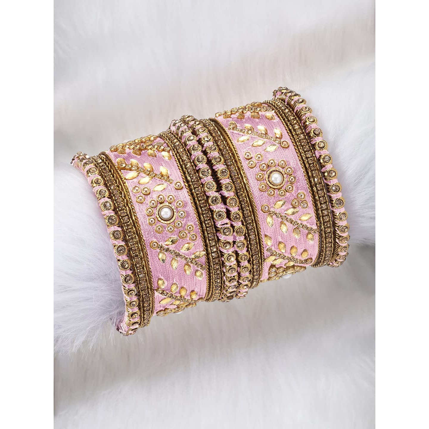 Peora Silk Thread Matching Floral Bangle Set Bridal Chuda Chura Jewellery for Women Girls 2.8 inch