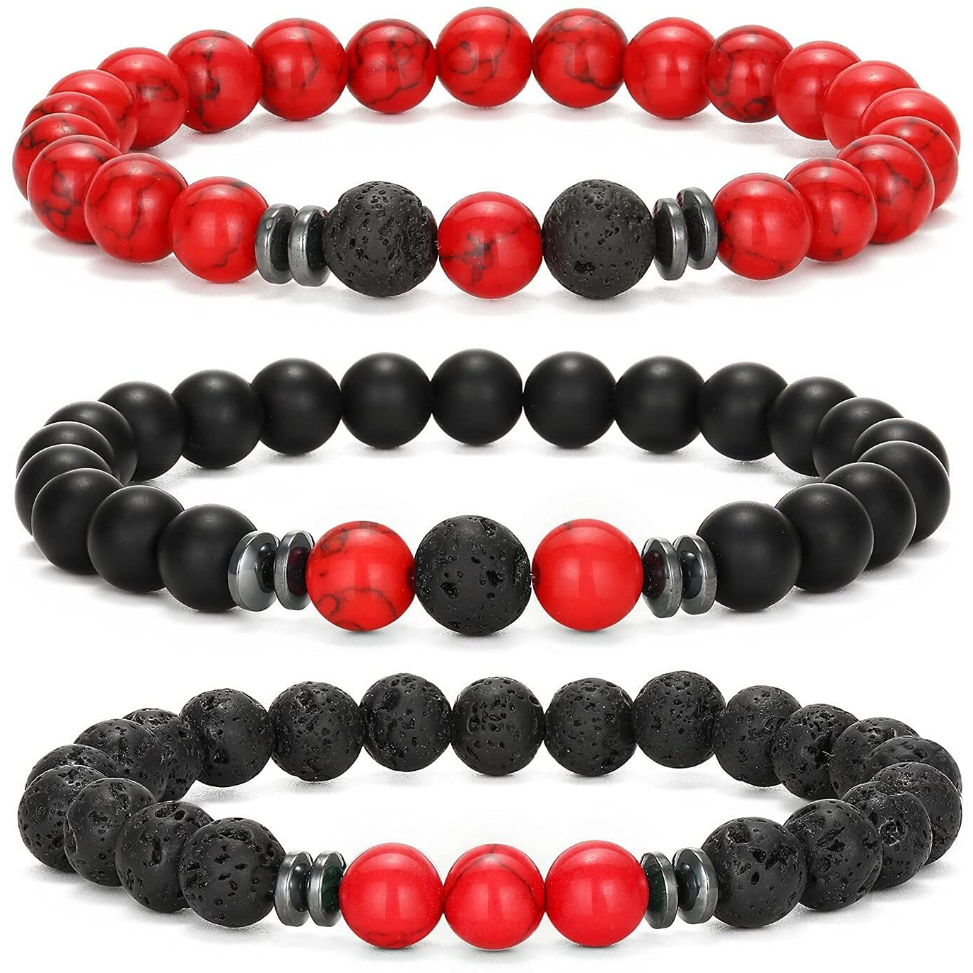 Gemstone Bead Bracelet Set with Certificate, Natural Stones, Stylish Jewelry (Healing Harmony Combo Bracelet)