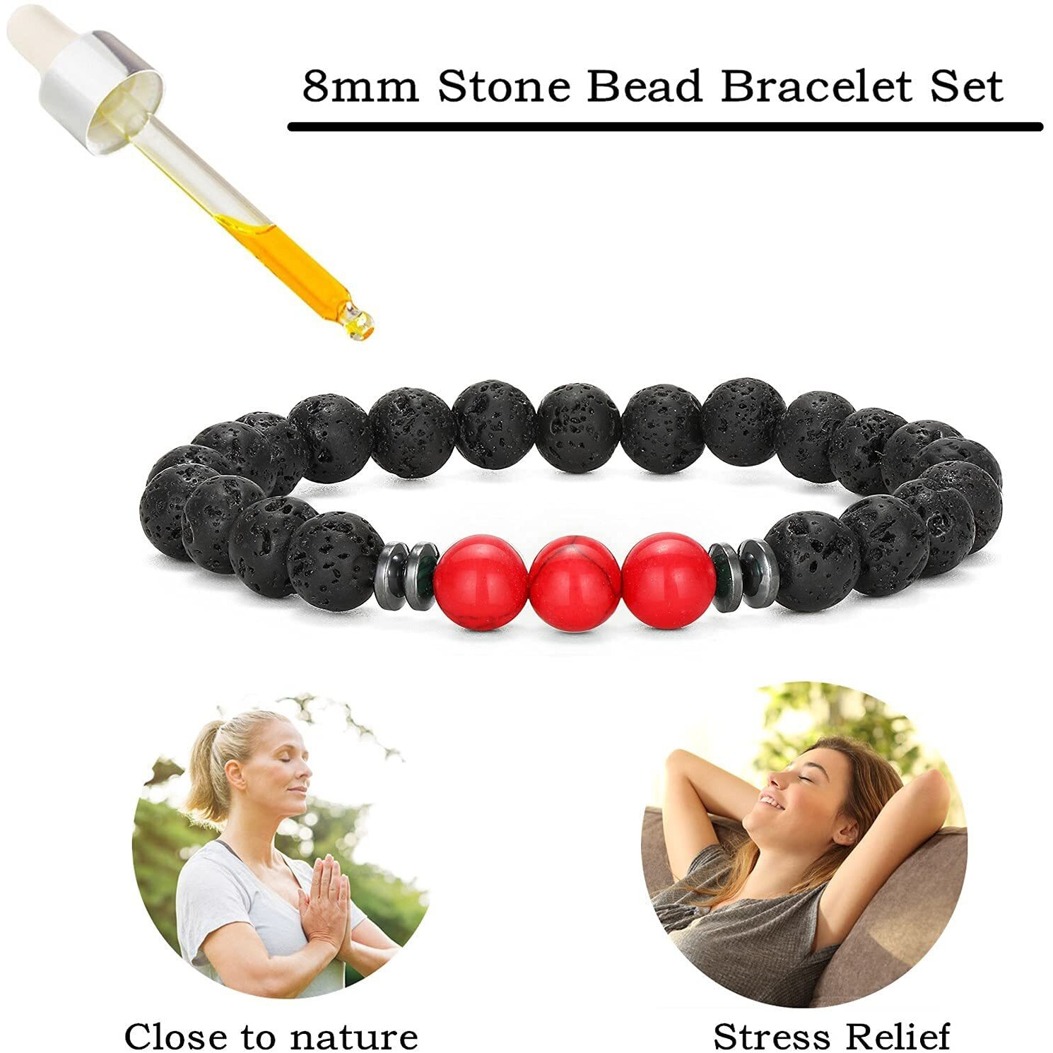 Gemstone Bead Bracelet Set with Certificate, Natural Stones, Stylish Jewelry (Healing Harmony Combo Bracelet)