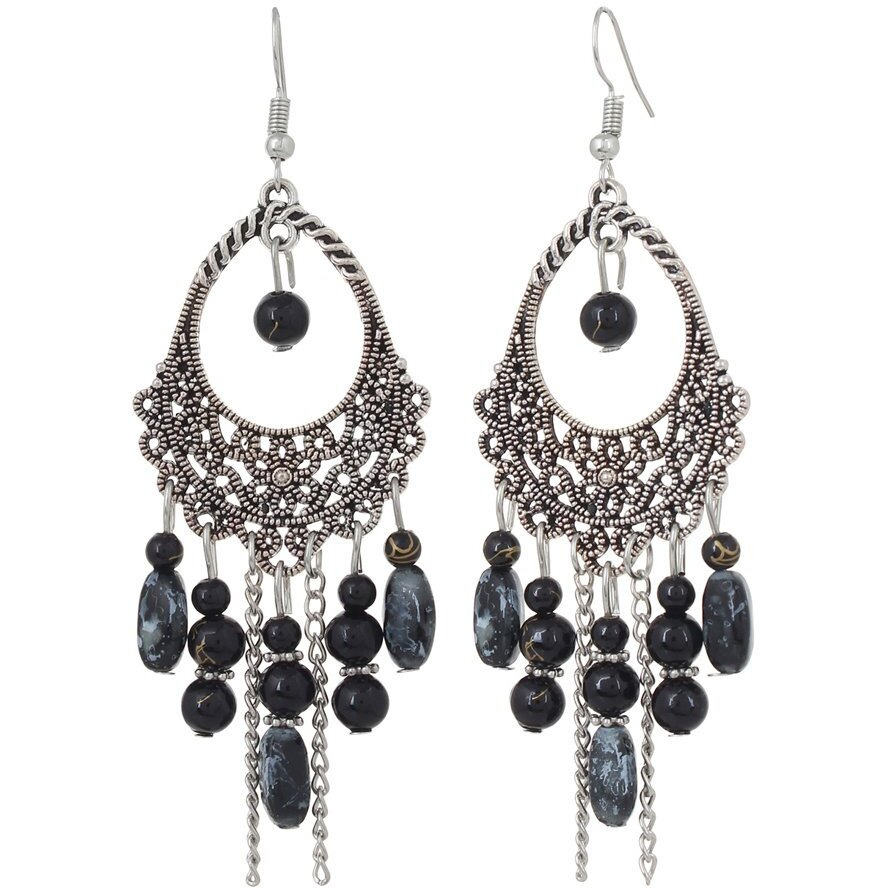 Shining Diva Fashion Oxidised Silver Bohemian Latest Traditional Earrings For Womens & Girls (Black)(8928Er)