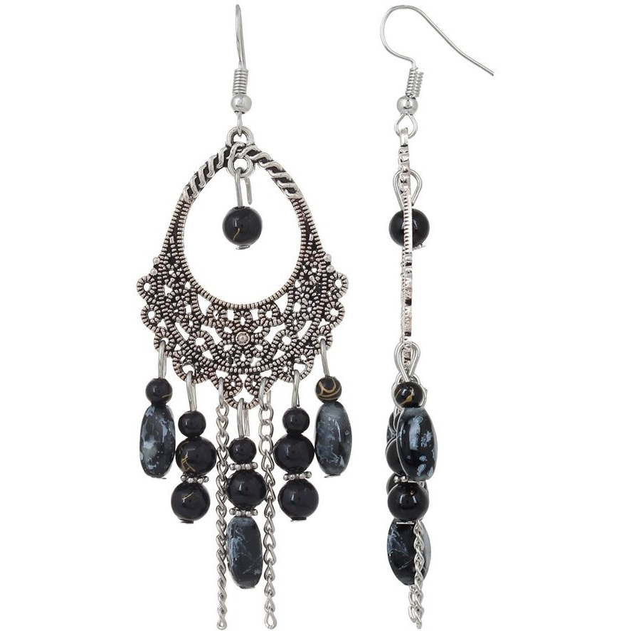 Shining Diva Fashion Oxidised Silver Bohemian Latest Traditional Earrings For Womens & Girls (Black)(8928Er)