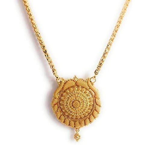 AFJ GOLD Womens 1 Gram Micro Gold Plated Copper Traditional Designer Plain Dollar Chain (Yellow)