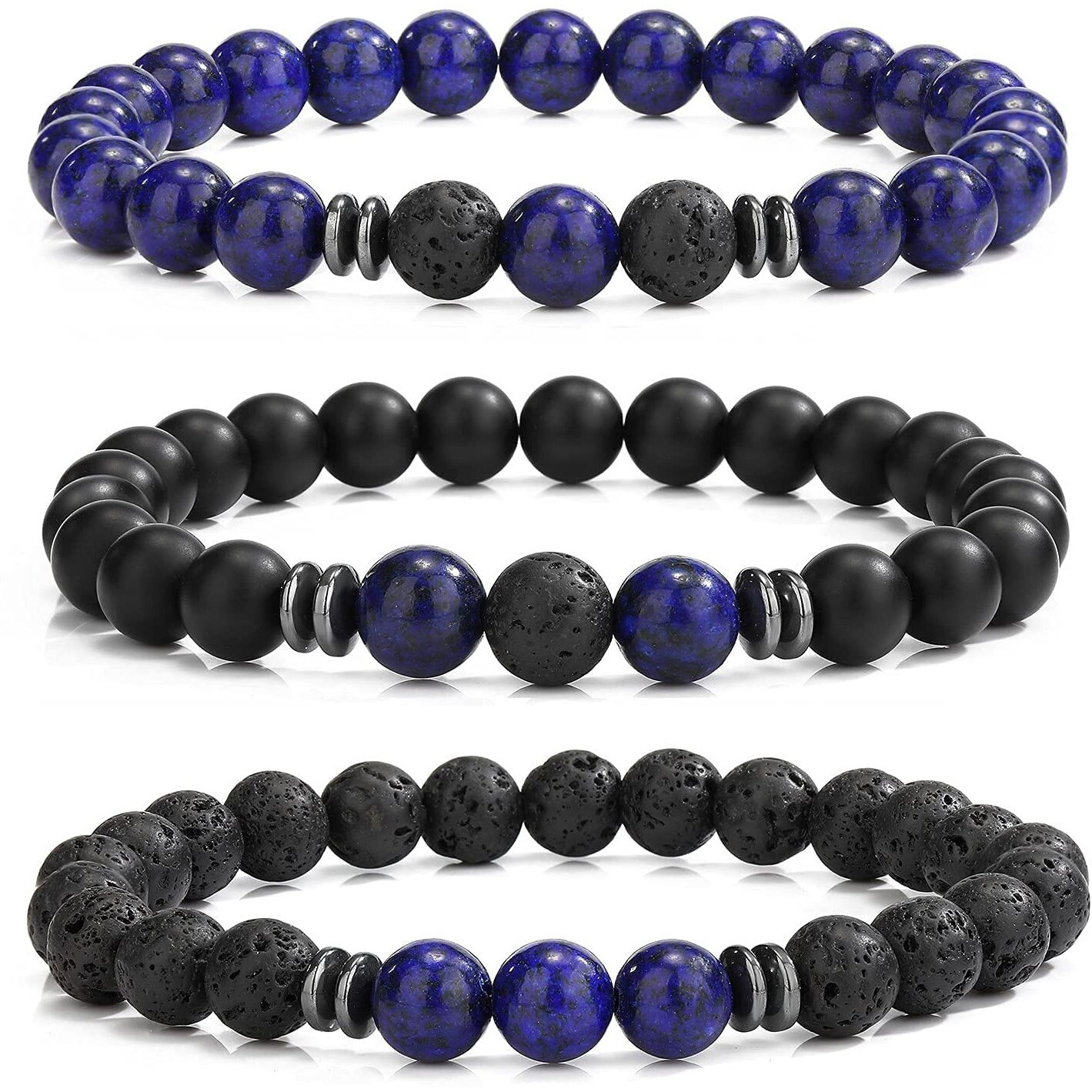 Hot And Bold Gemstone Bead Bracelet Set With Certificate, Natural Stones, Stylish Jewelry For Unisex Adult (Mystical Charm Combo Bracelet)