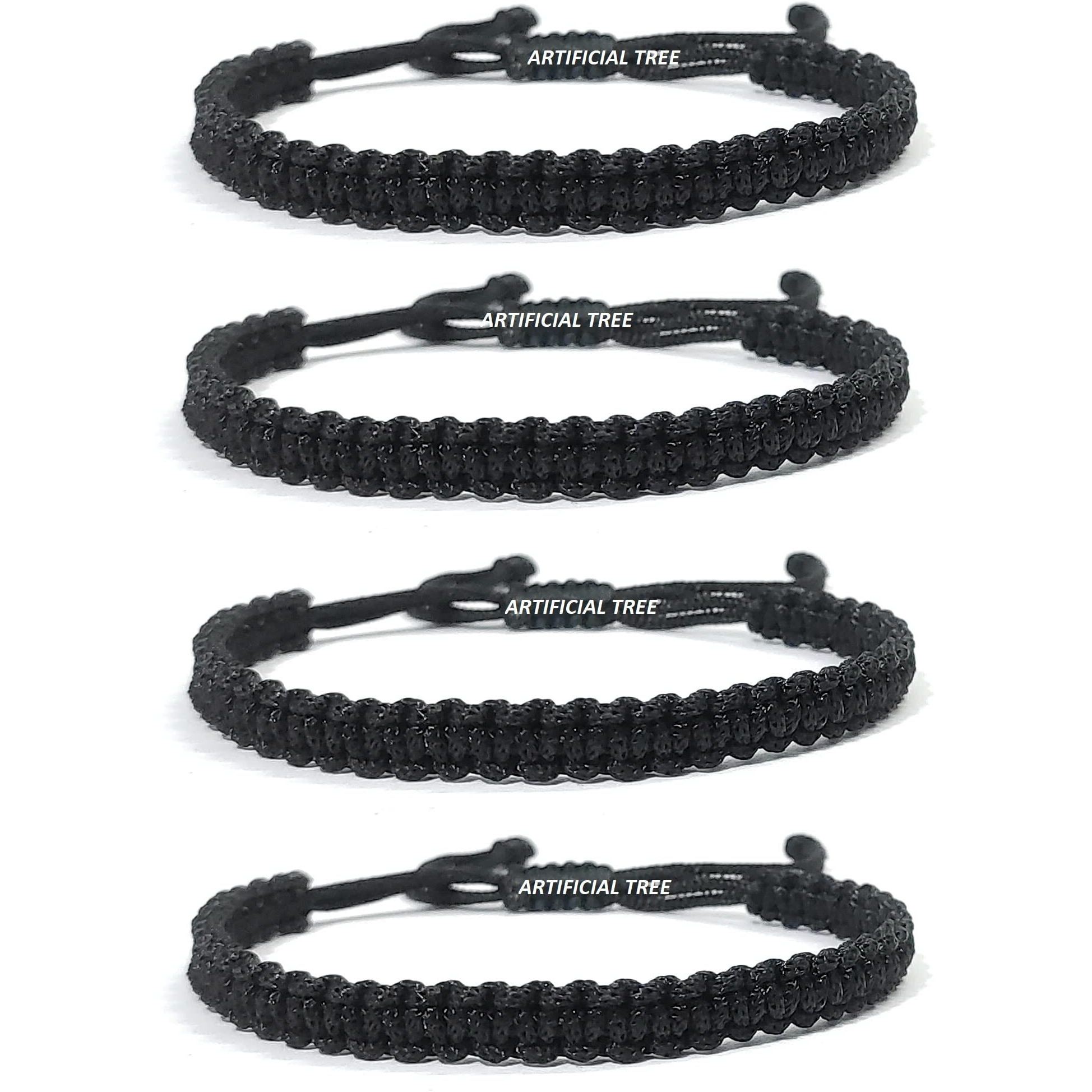 ARTIFICIAL TREE HANDMADE NAZAR THREAD BRACELET ADJUSTABLE WRISTBAND BRACELET FRIENDSHIP BAND FOR WOMEN, MEN, GIRLS & BOYS Nazar Battu 4 Piece (BLACK)(AT GIRLS BRCT 013)