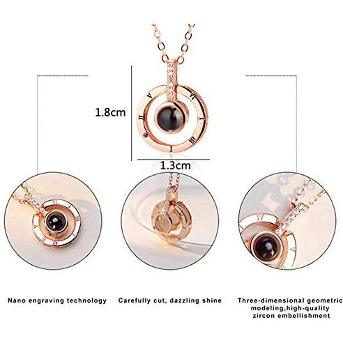 YouBella Jewellery 18k Rose Gold Plated I Love You in 100 Languages Heart Necklace Jewellery for Women and Girls (Round)