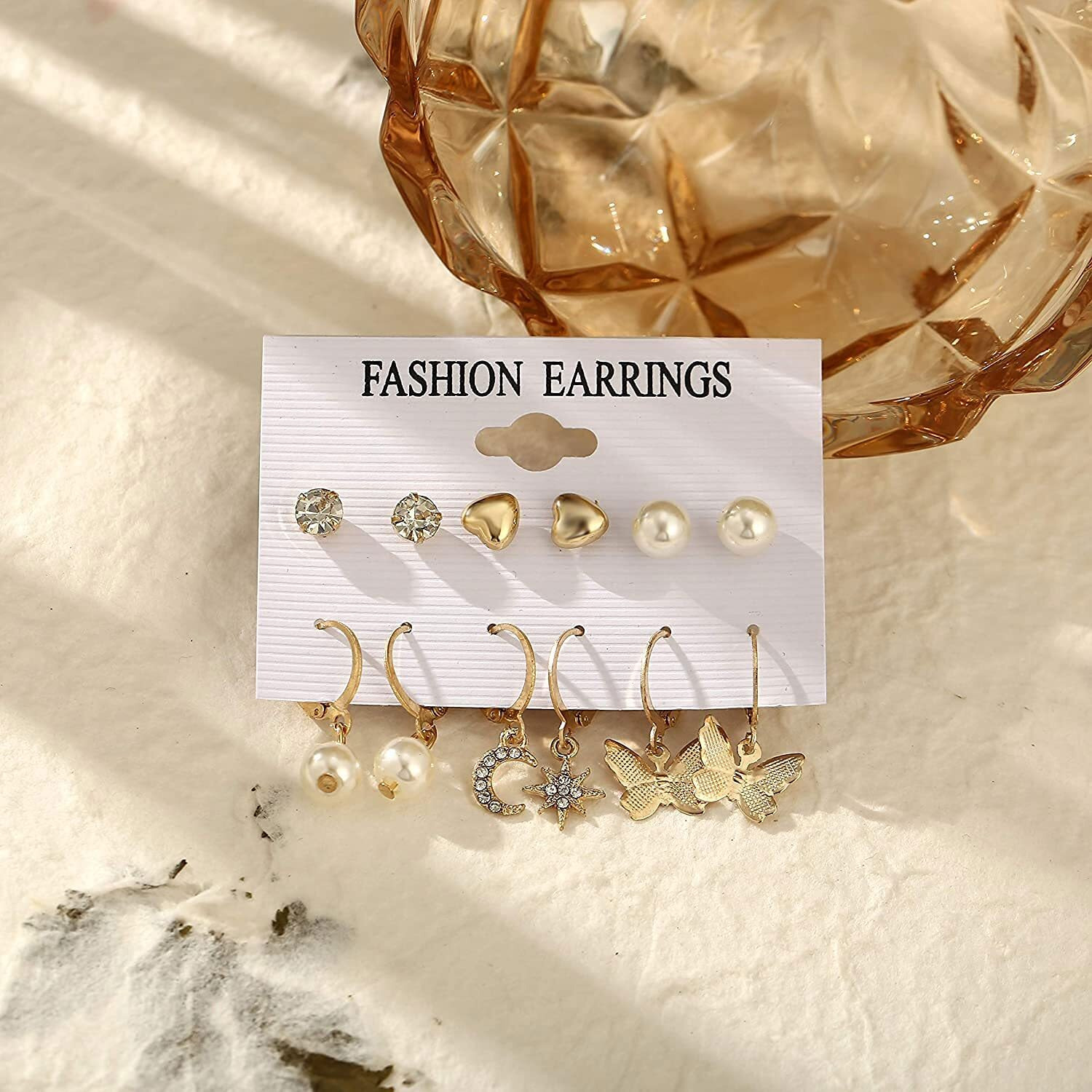 Shining Diva Fashion Latest Stylish Combo Design 6 Pairs Metal Earrings for Women and Girls (12752er), Golden, 1
