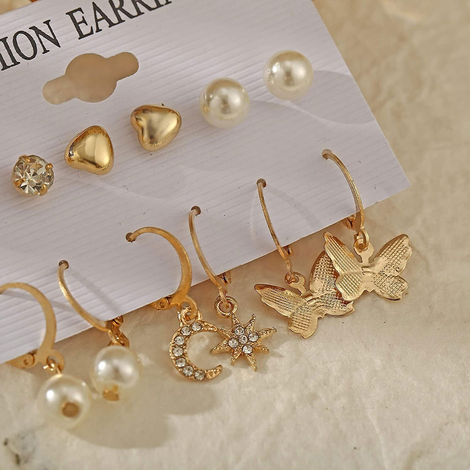 Shining Diva Fashion Latest Stylish Combo Design 6 Pairs Metal Earrings for Women and Girls (12752er), Golden, 1